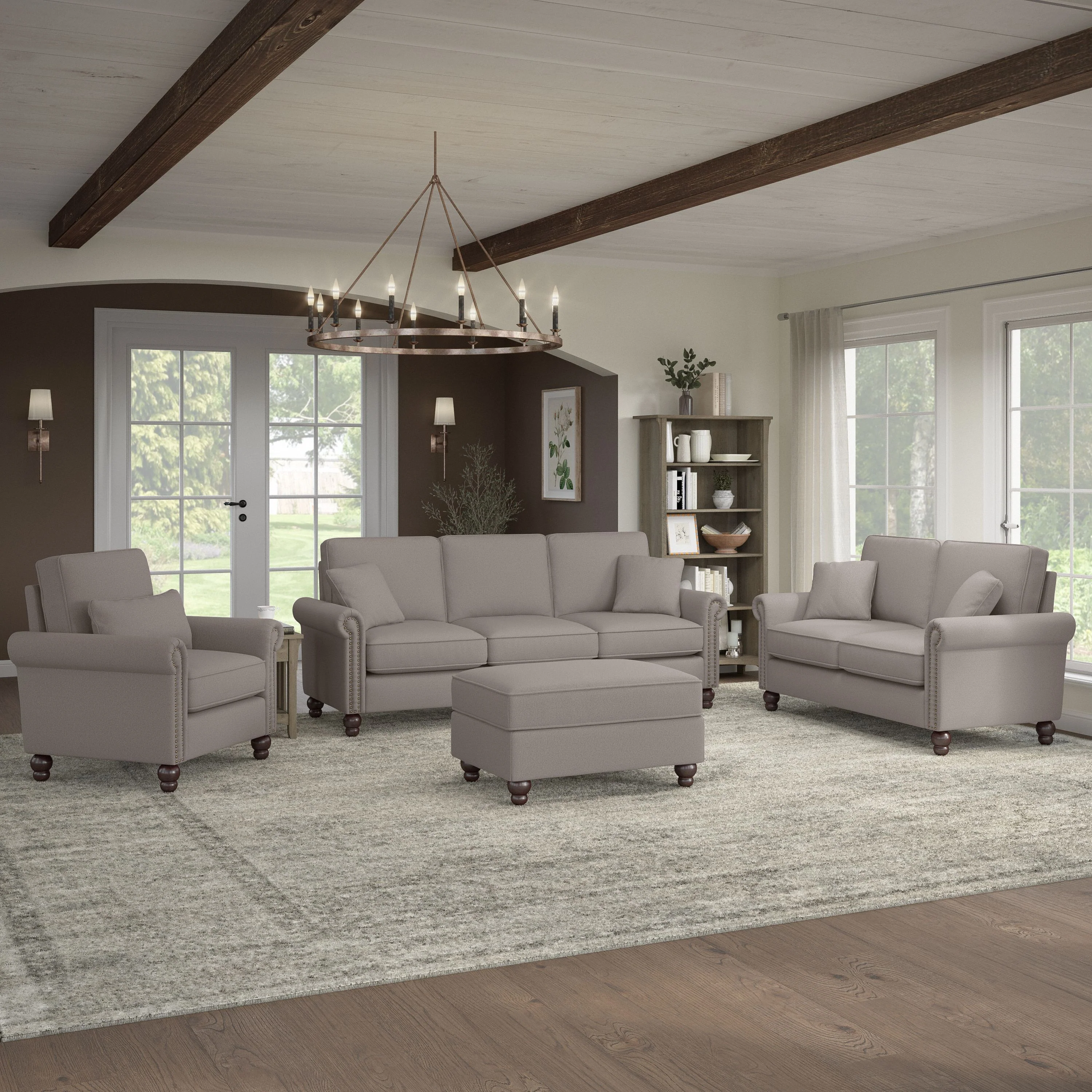 Coventry 85W Sofa with Loveseat, Accent Chair, and Ottoman