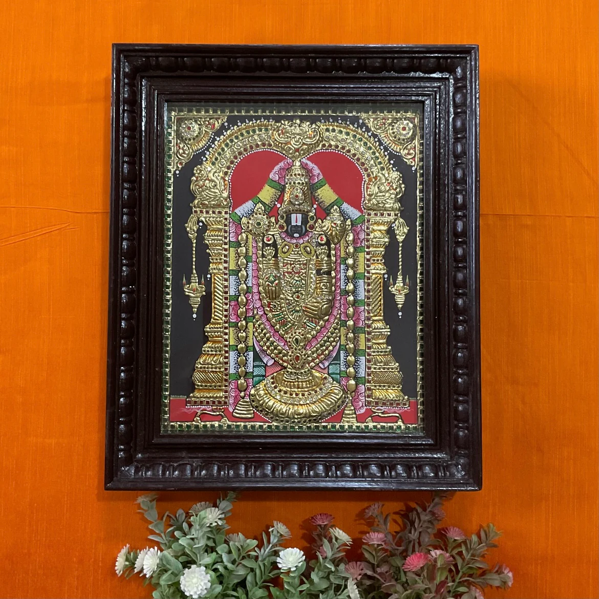 Lord Tirupati Balaji - Venkateshwara 3D Tanjore Painting - Tradtional Wall Art