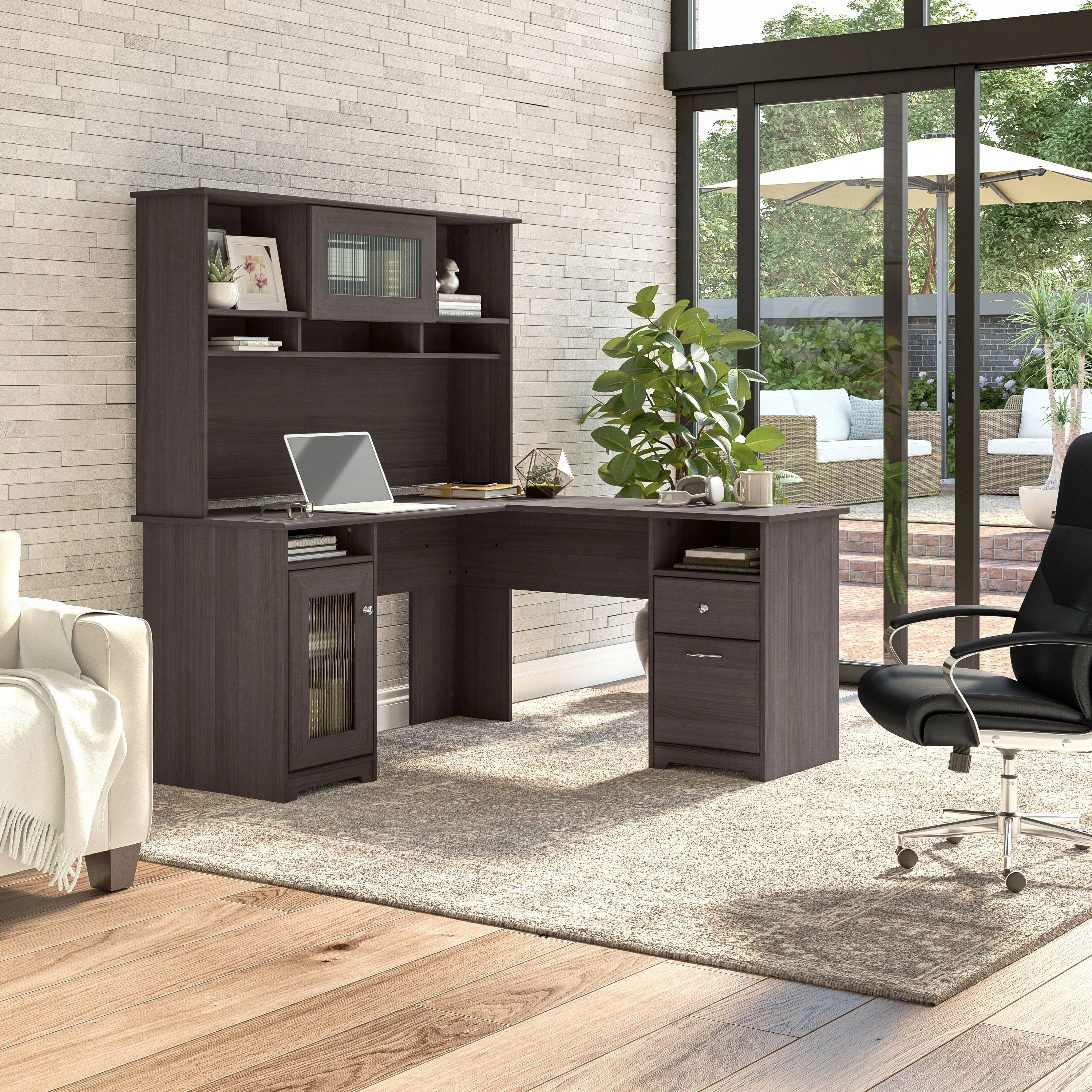 Cabot 60W L Shaped Computer Desk with Hutch and Storage