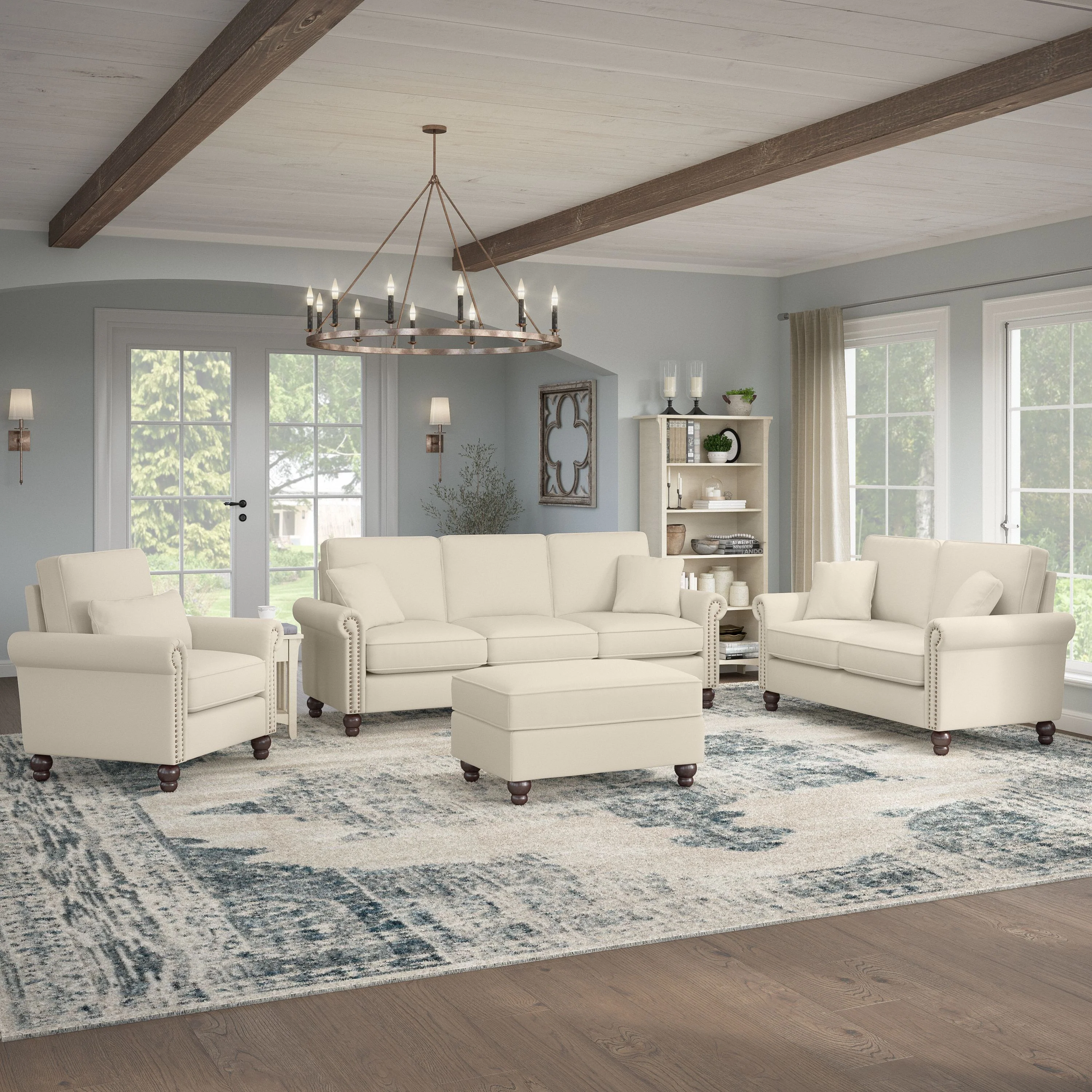 Coventry 85W Sofa with Loveseat, Accent Chair, and Ottoman