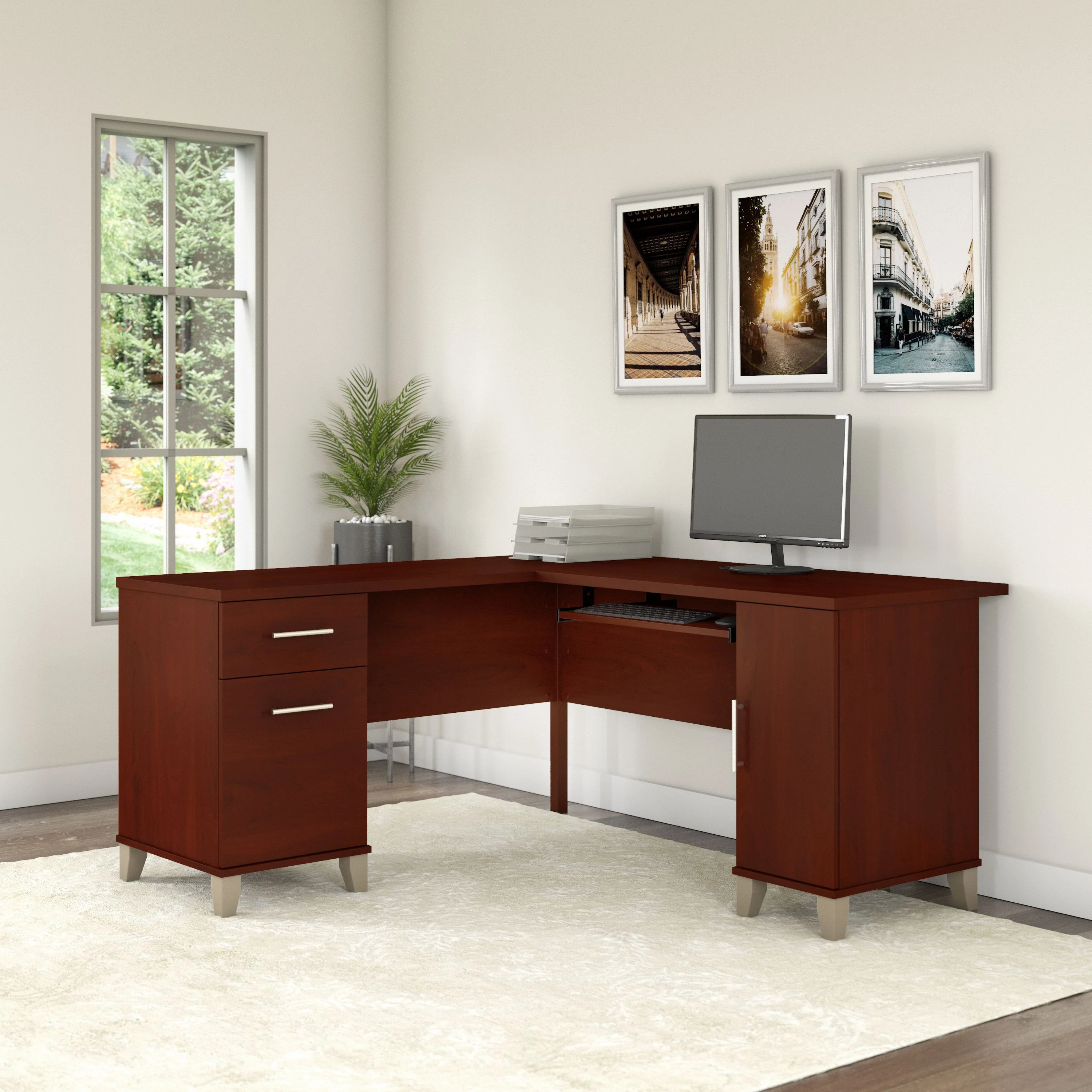 Somerset 60W L Shaped Desk with Storage