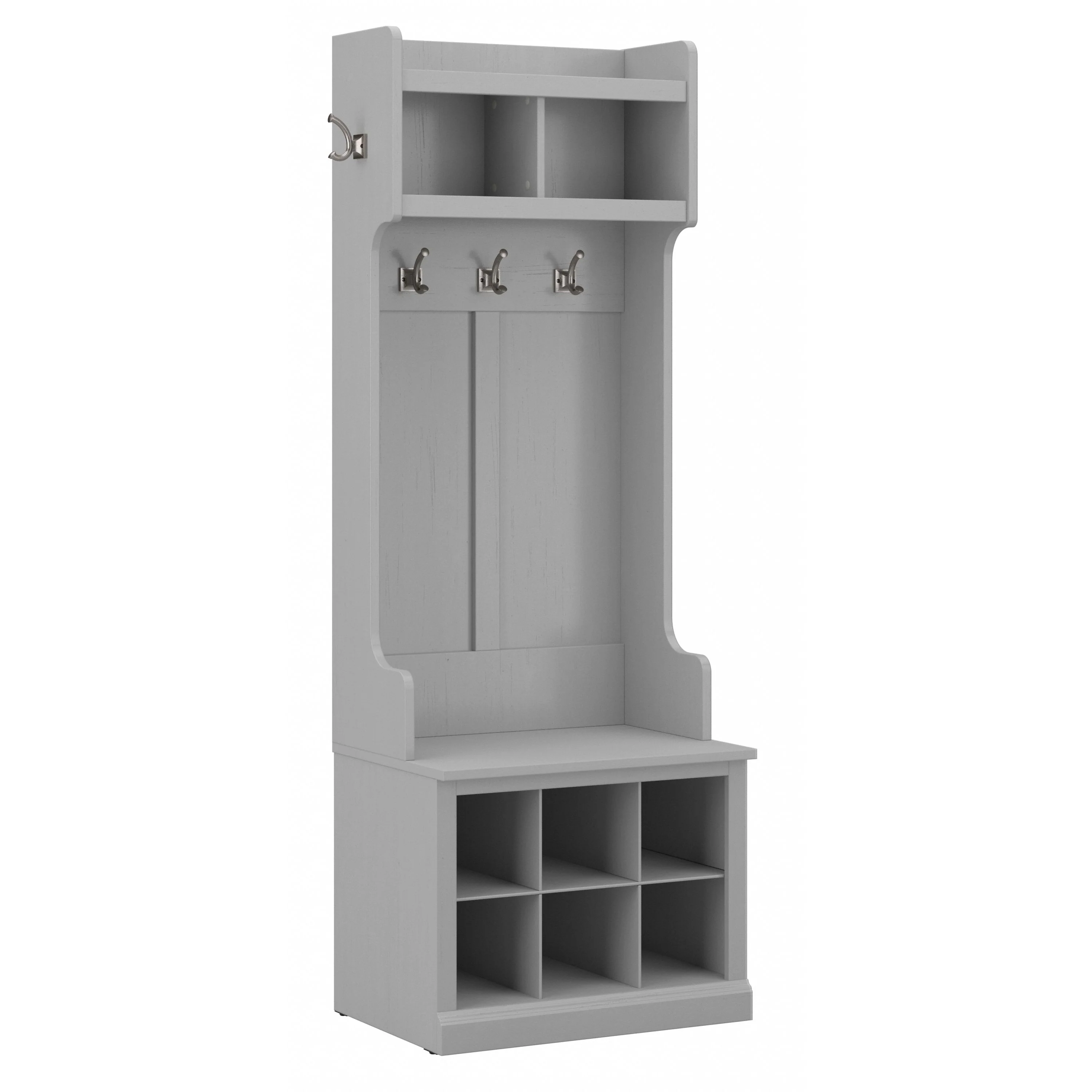 Woodland 24W Hall Tree and Small Shoe Bench with Shelves