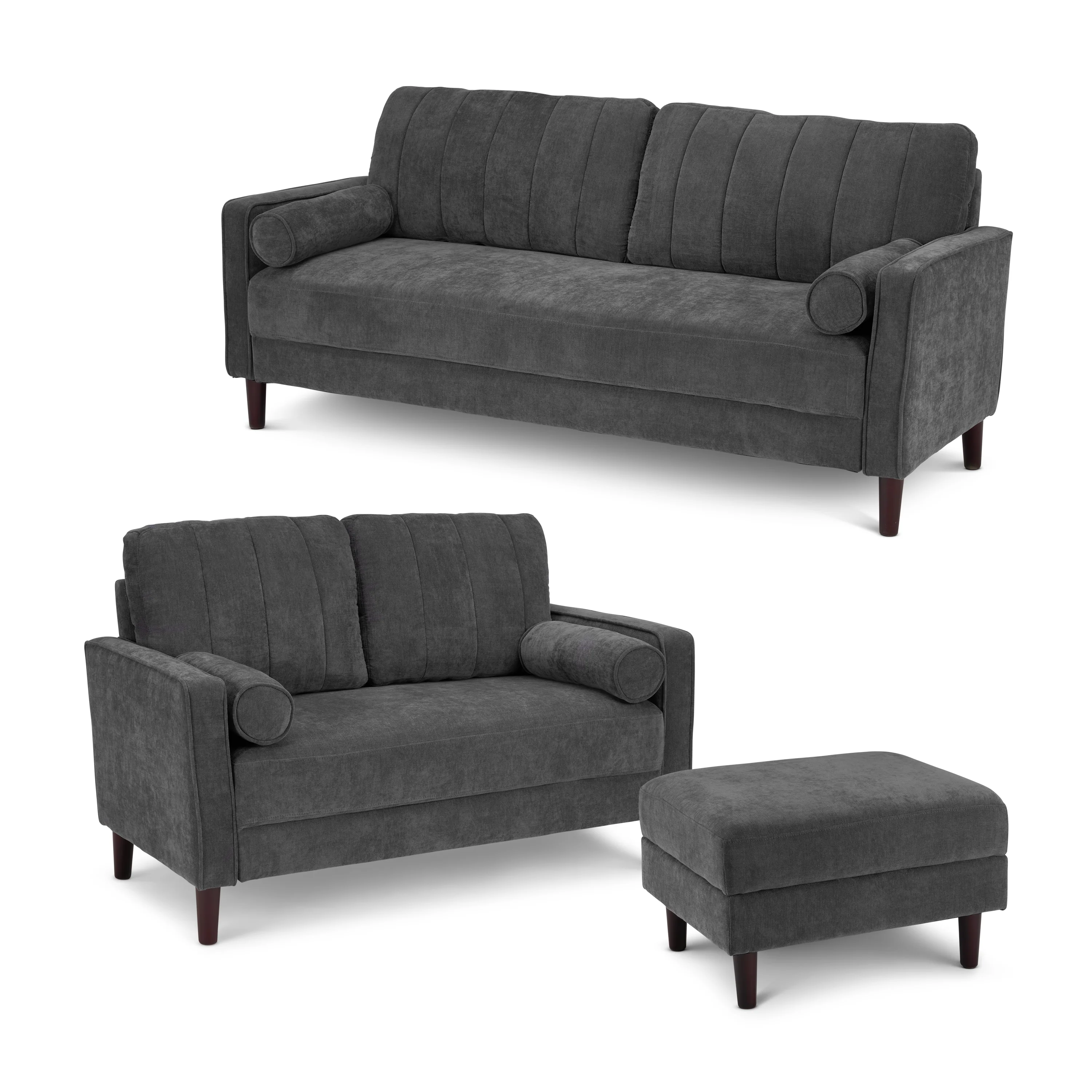 Bush Home Max 77W Sofa, 54W Loveseat, and Storage Ottoman