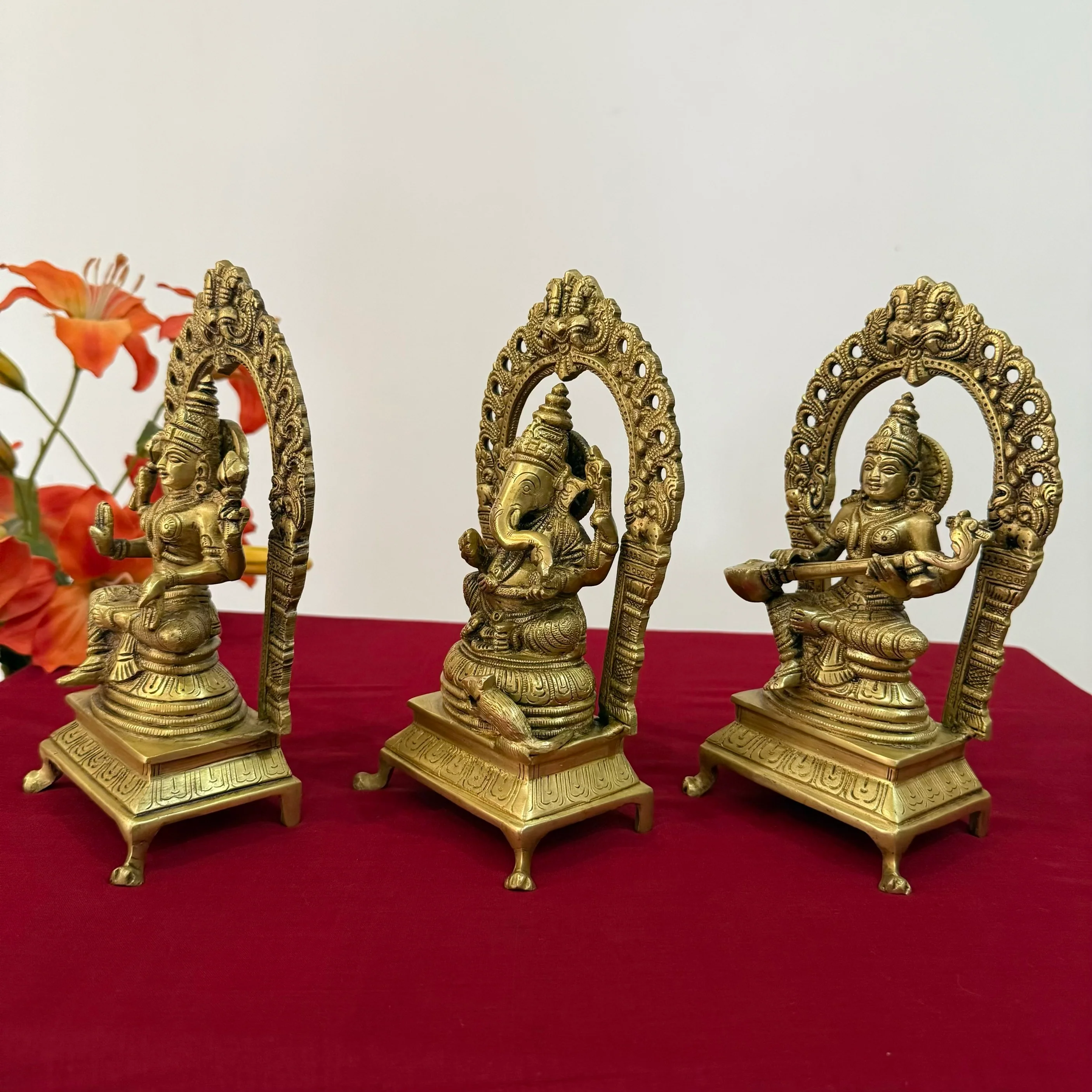 Lakshmi Ganesh Saraswati Brass Idol  - Decorative Home Decor