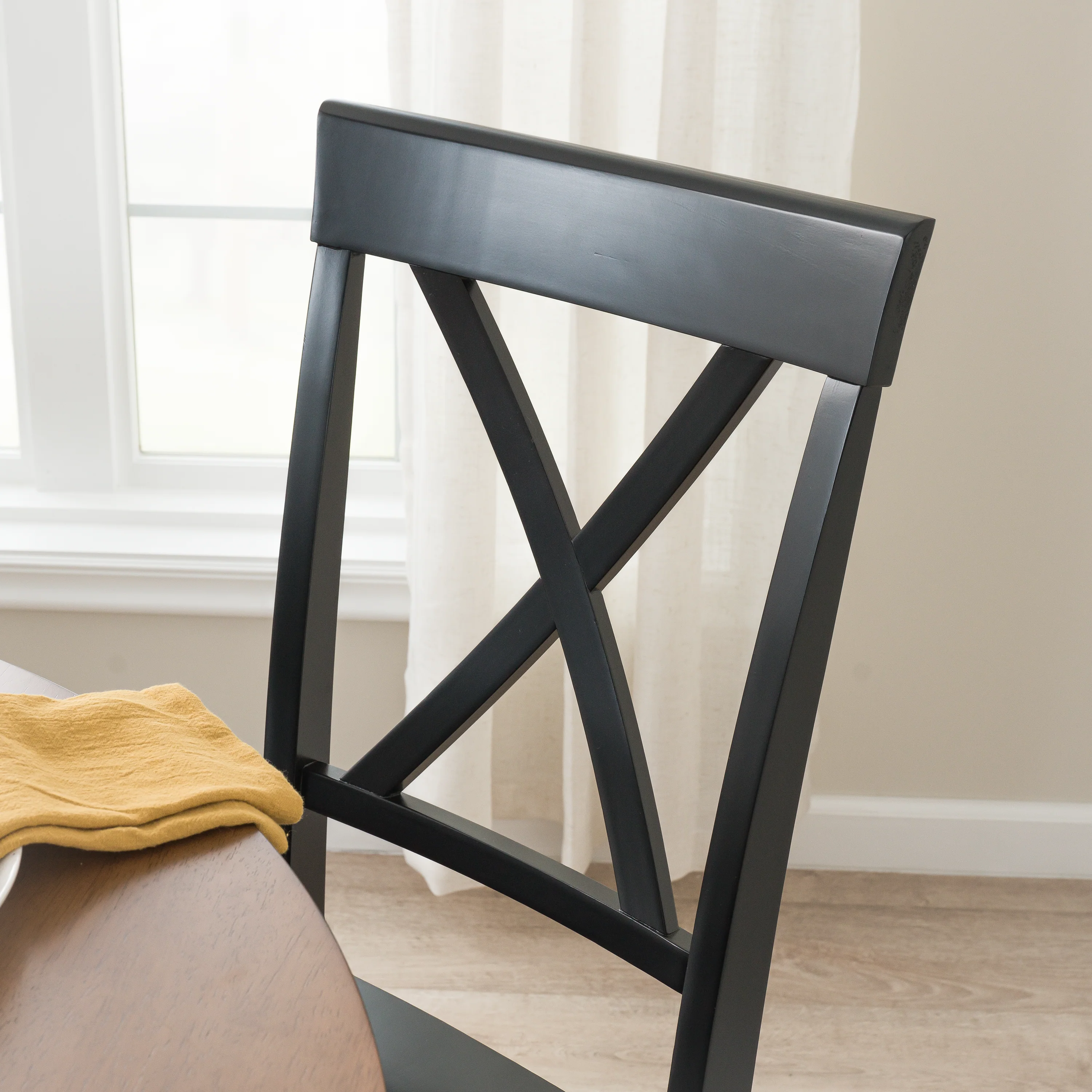 West End 45W Round Trestle Dining Table with 4 Cross Back Dining Chairs