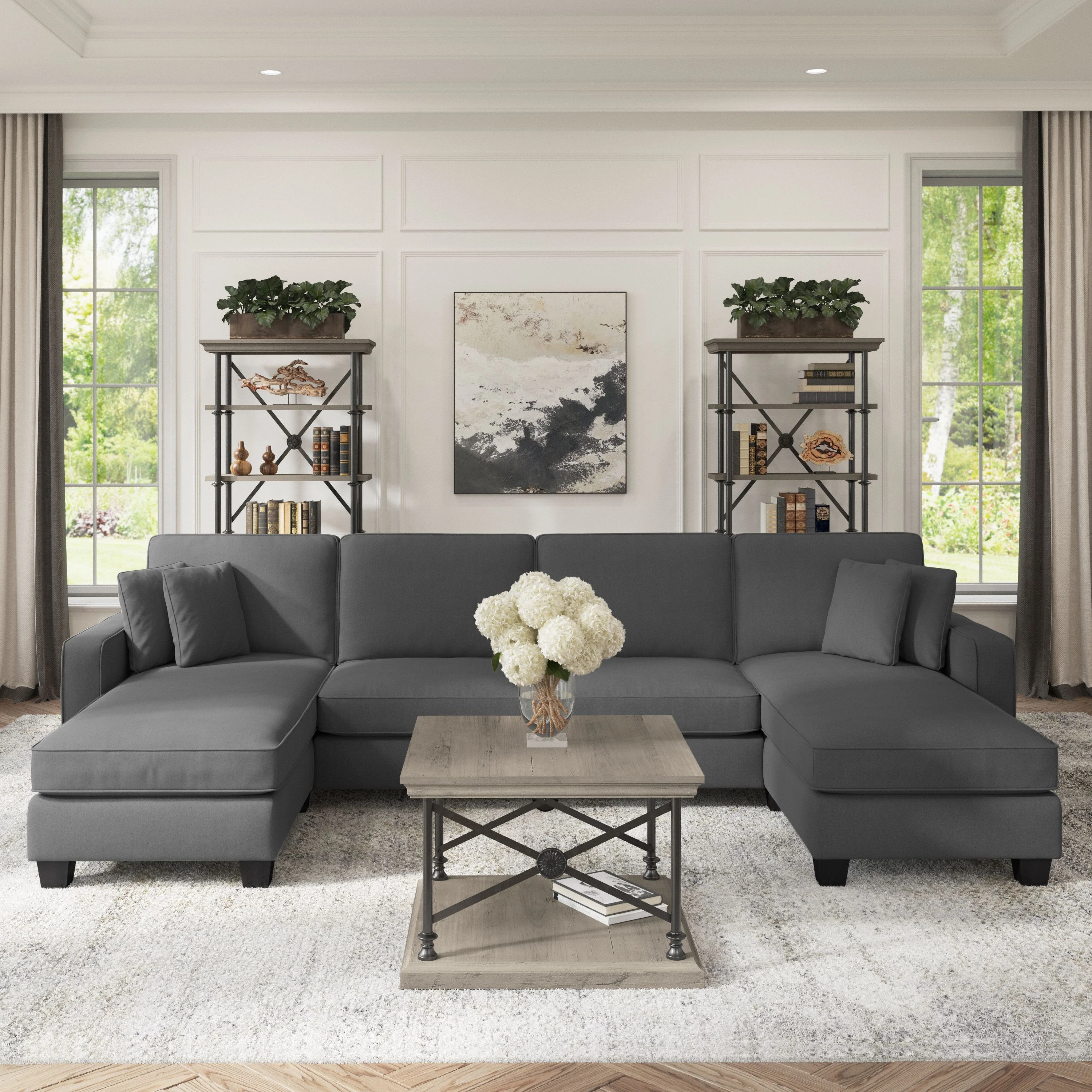 Stockton 131W Sectional Couch with Double Chaise Lounge