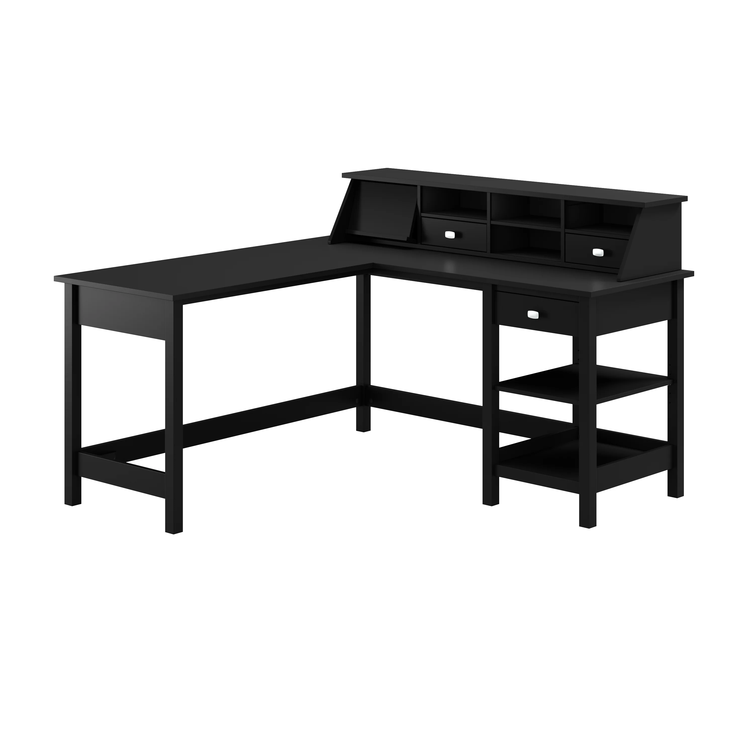 Broadview 60W L Shaped Computer Desk with Storage and Desktop Organizer