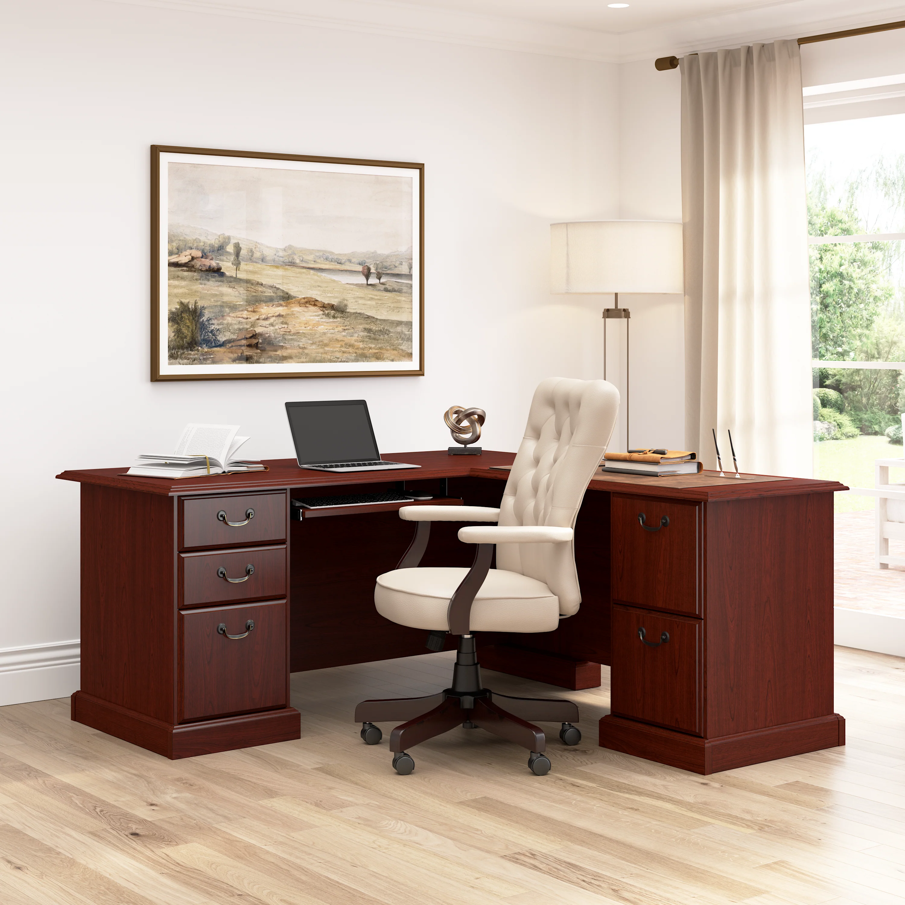 Arlington L Shaped Desk with Drawers and Keyboard Tray