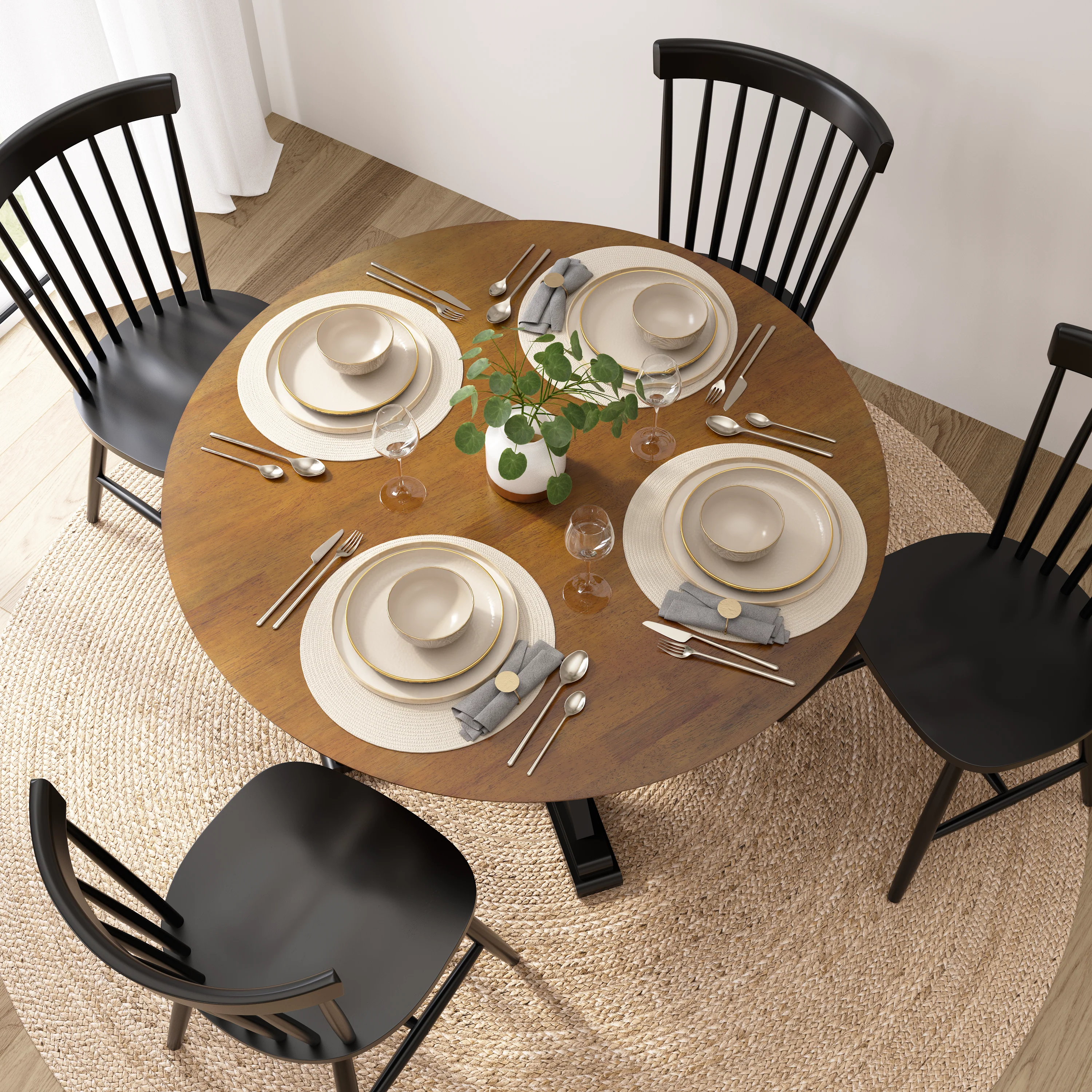 West End 45W Round Trestle Dining Table