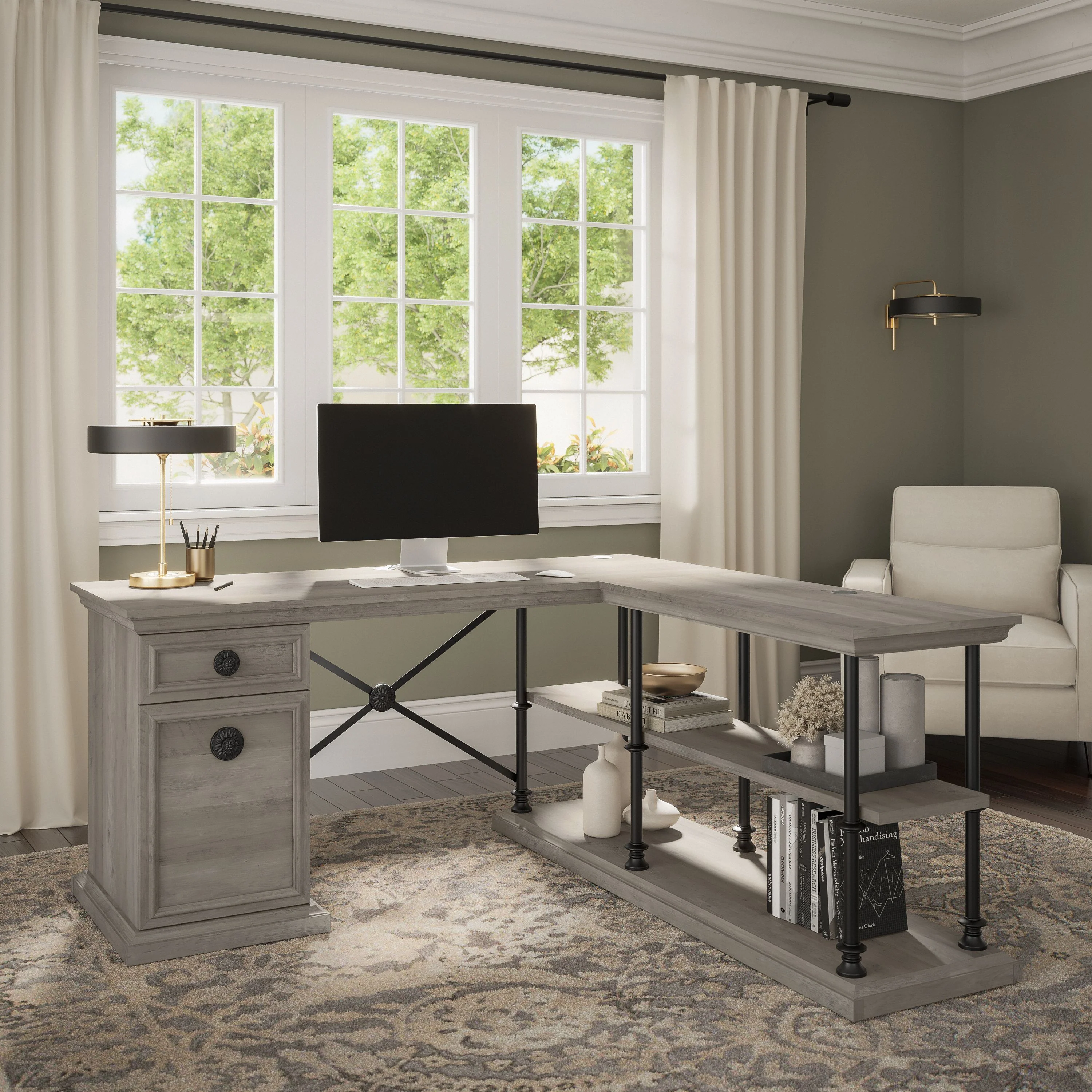 Coliseum 64W Designer L Shaped Desk with Storage