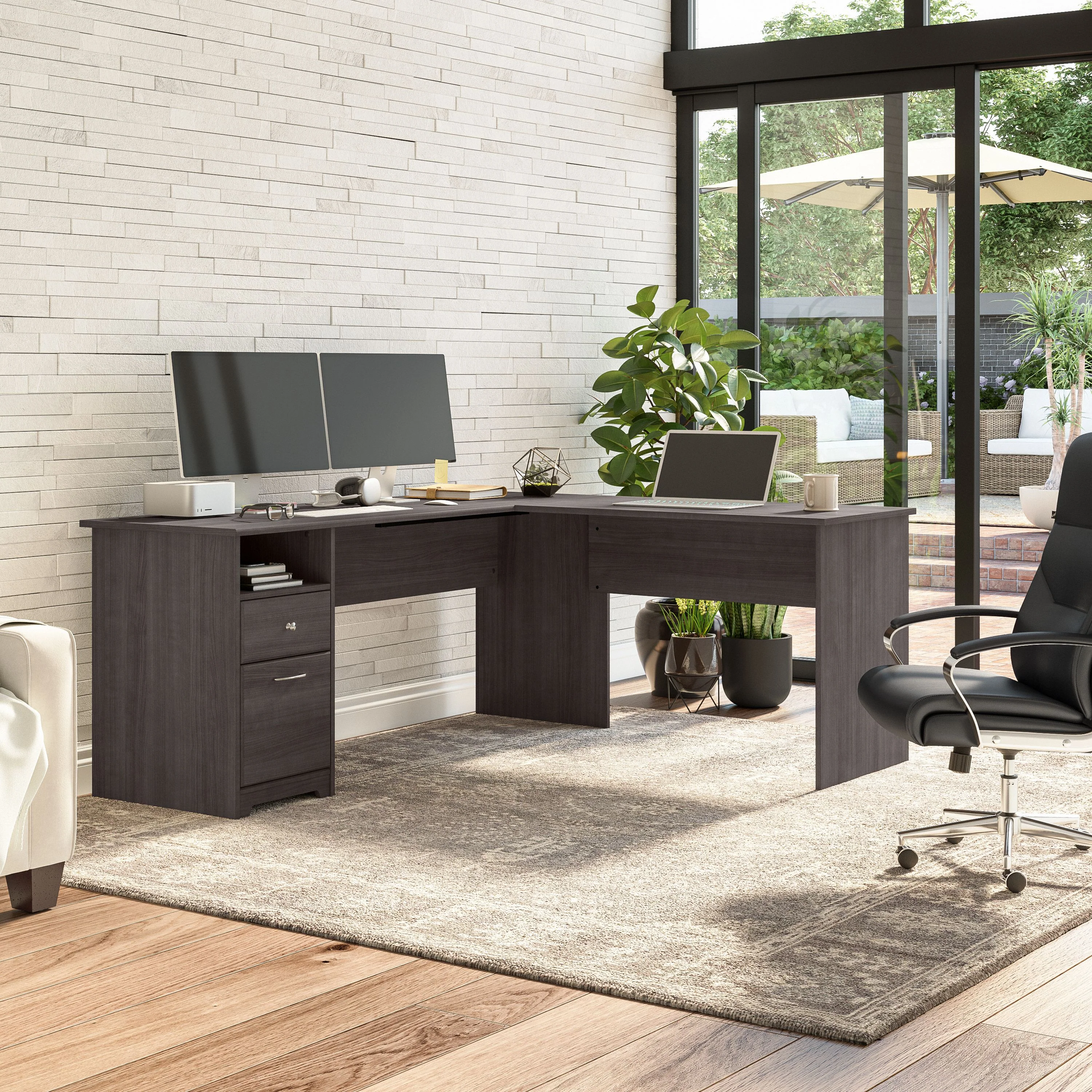 Cabot 72W L Shaped Computer Desk with Drawers