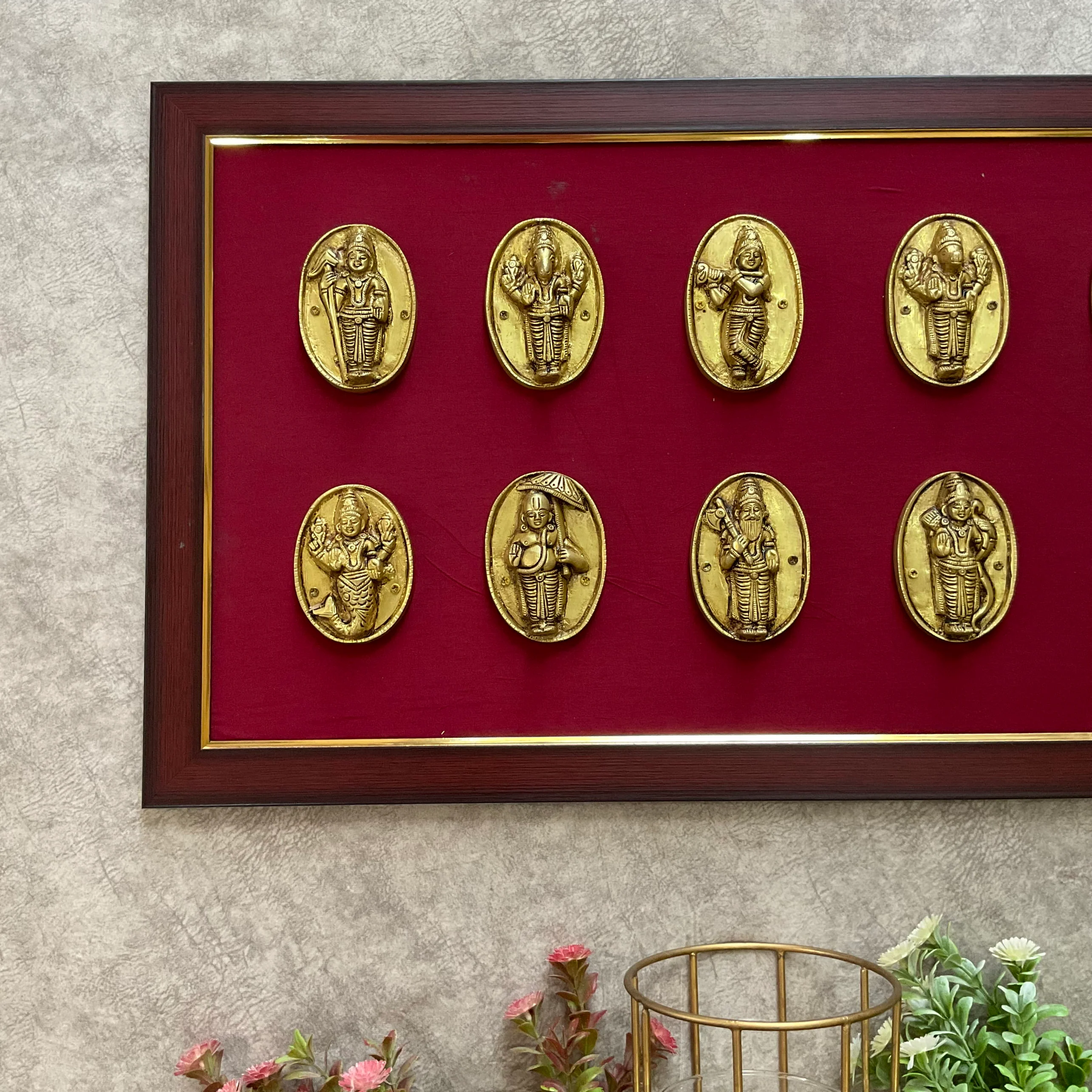 Lord Vishnu Dashavatar Brass Framed Divine Wall Hanging