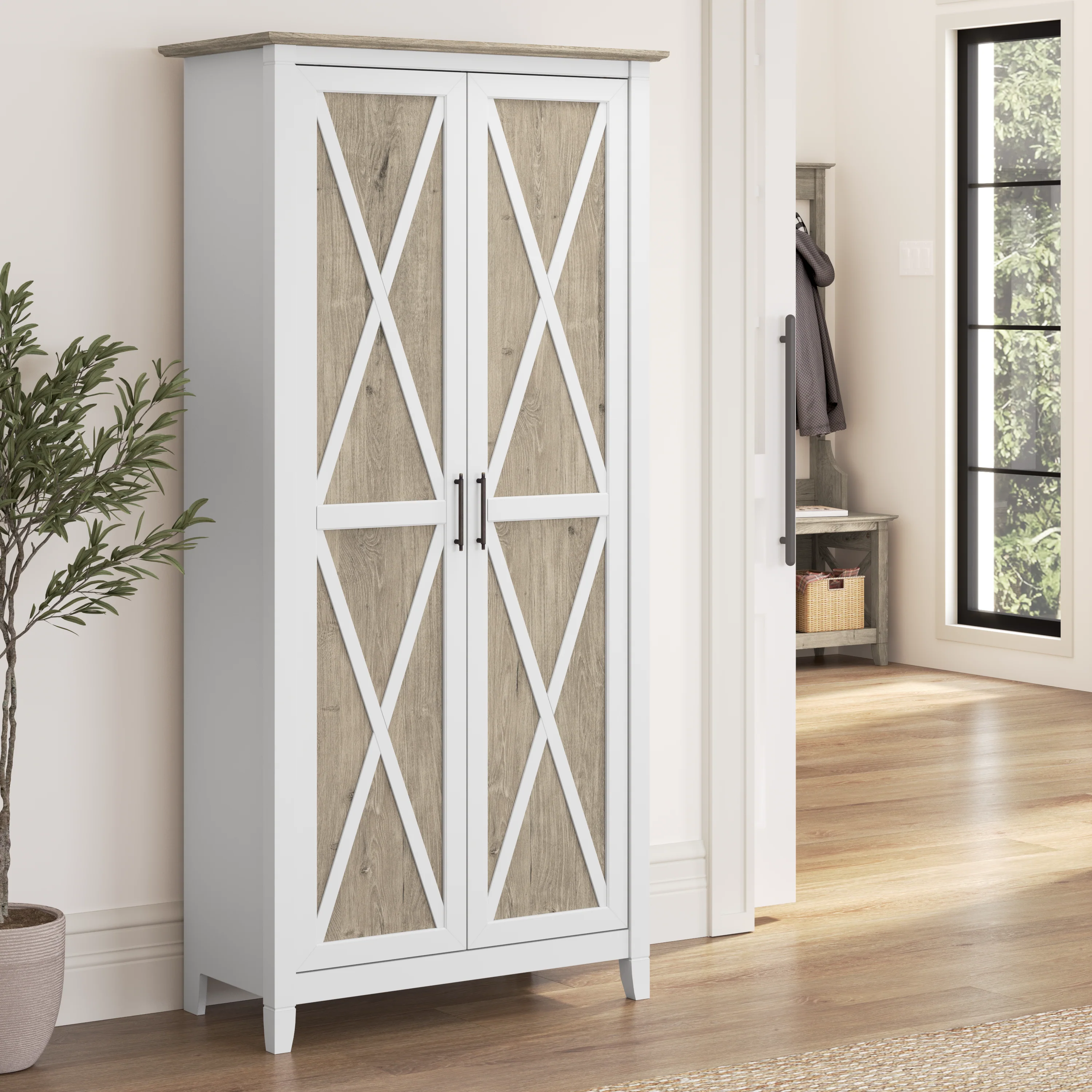 Key West Tall Storage Cabinet with Doors and Shelves