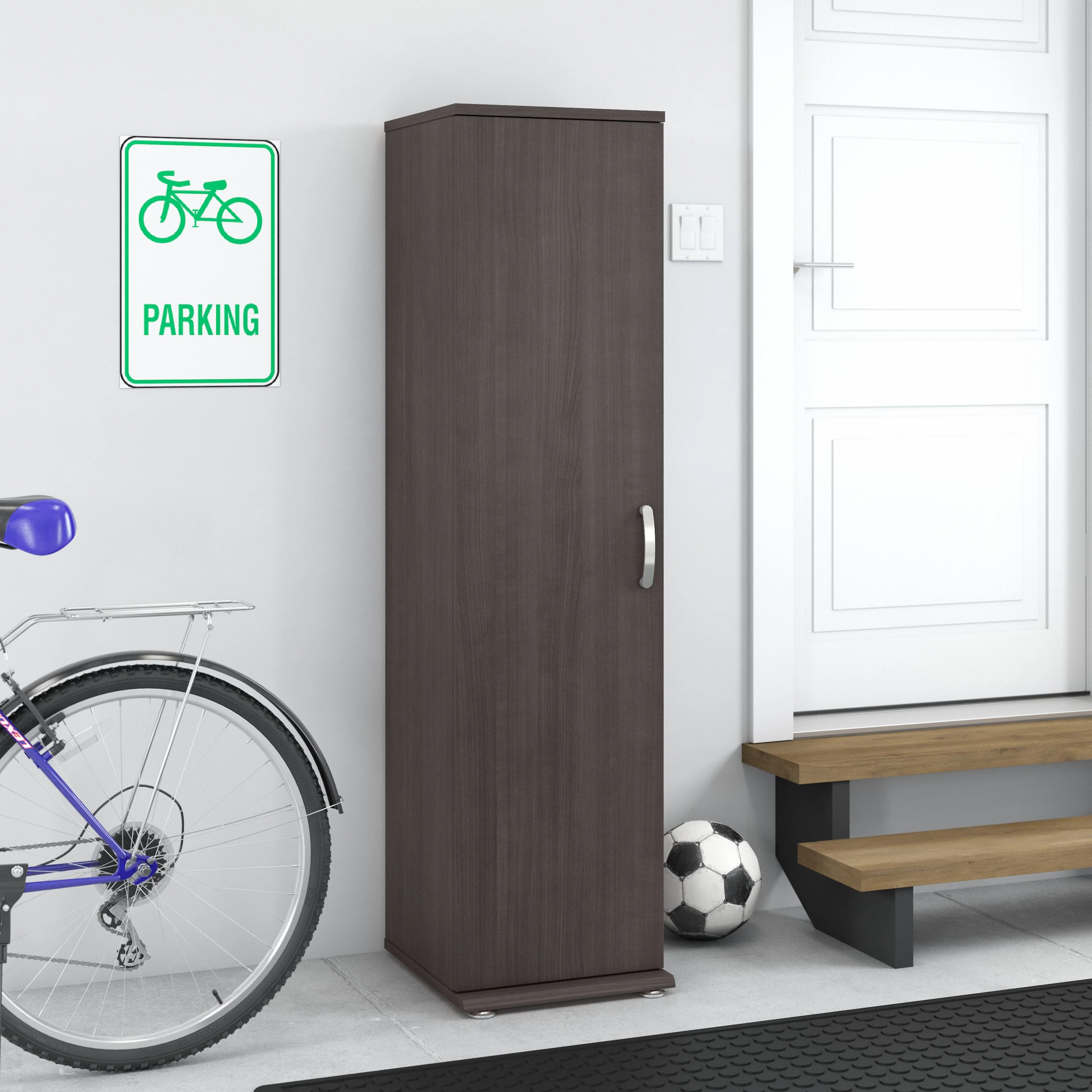 Universal Narrow Garage Storage Cabinet with Door and Shelves