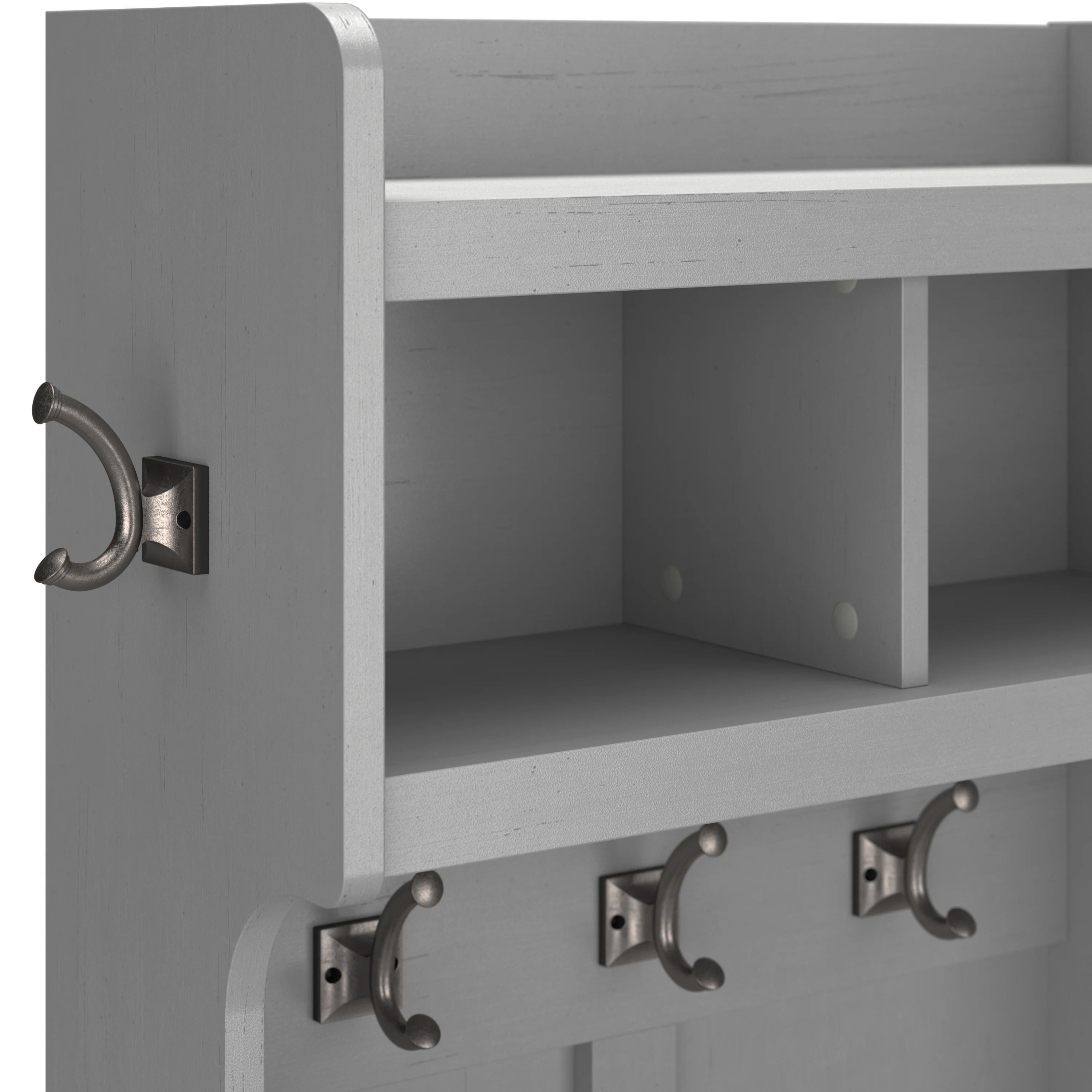 Woodland 40W Shoe Storage Bench with Doors and Wall Mounted Coat Rack