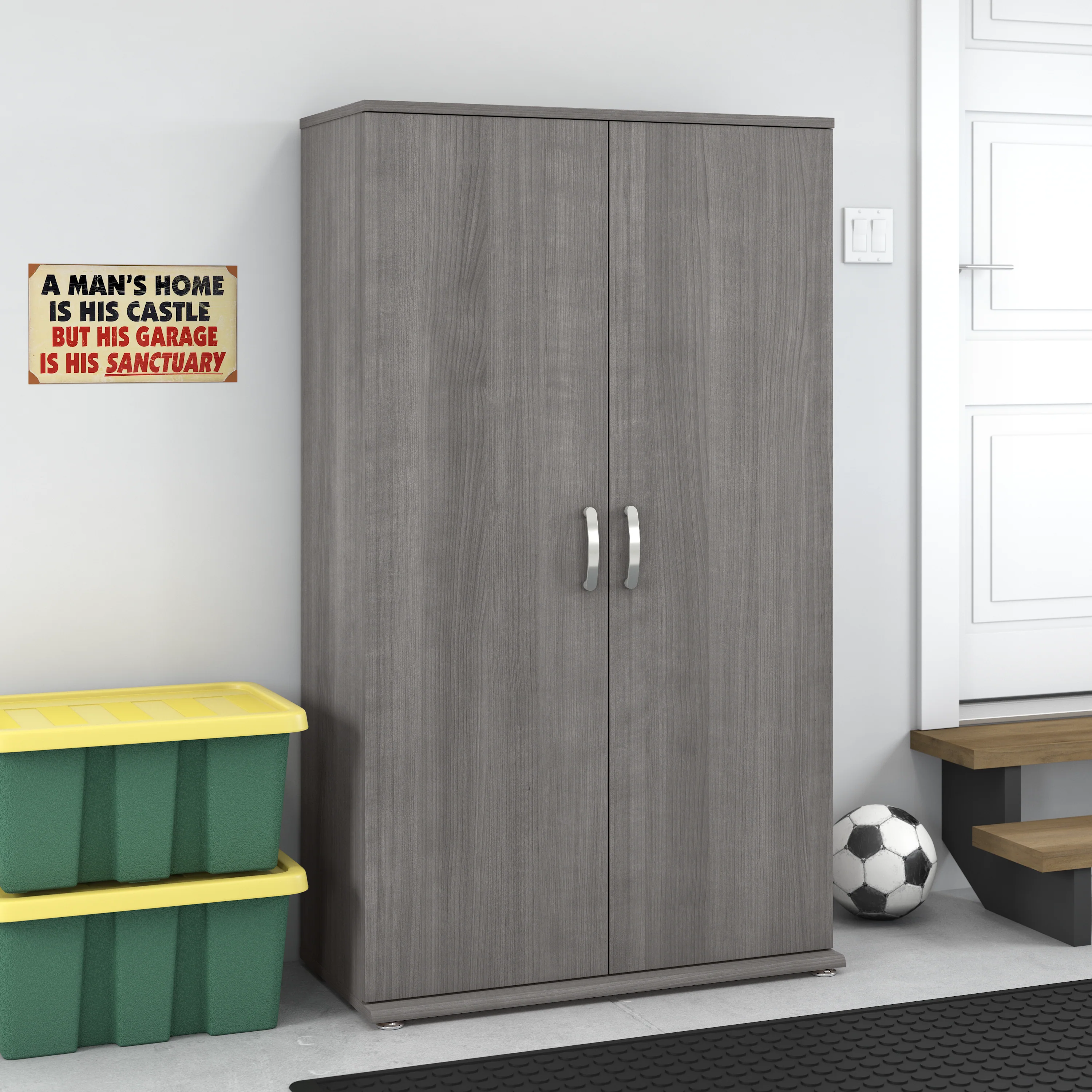 Universal Tall Garage Storage Cabinet with Doors and Shelves