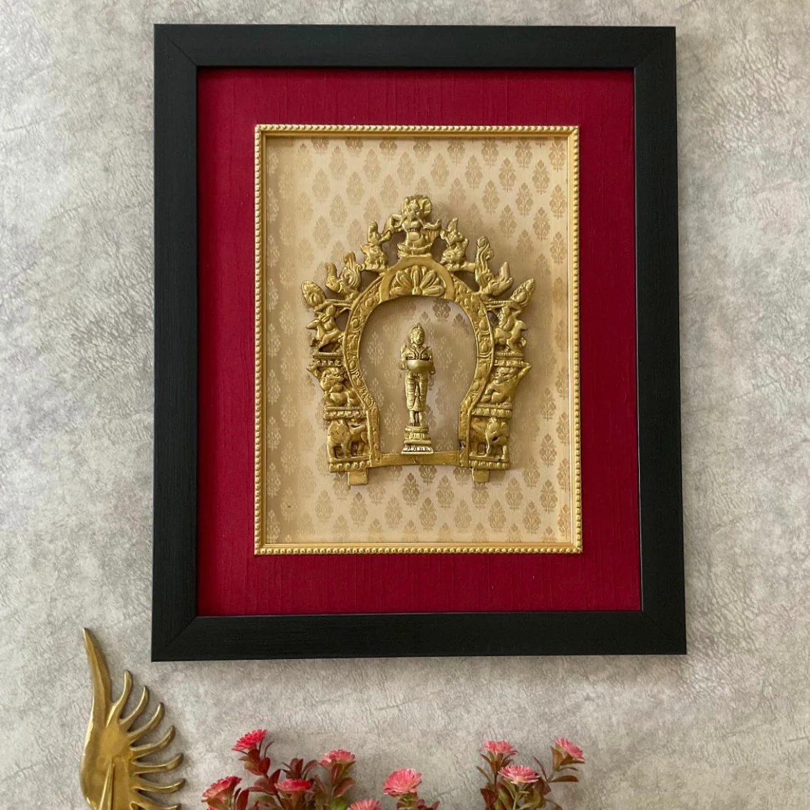 Frame Brass Prabhavali With Deep Lakshmi - Ethnic Wall Decor