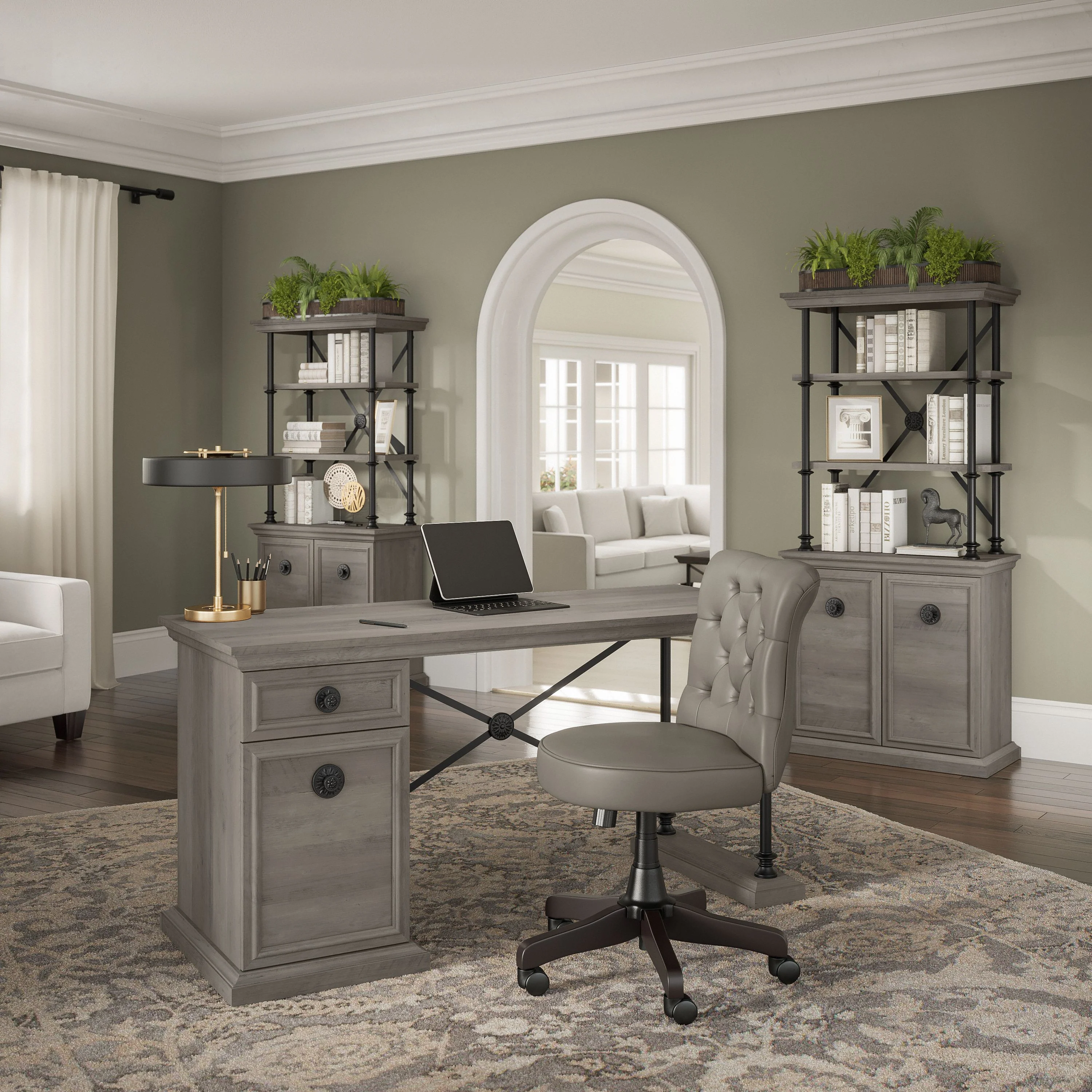 Coliseum 60W Designer Desk with Set of Two Bookcases with Doors