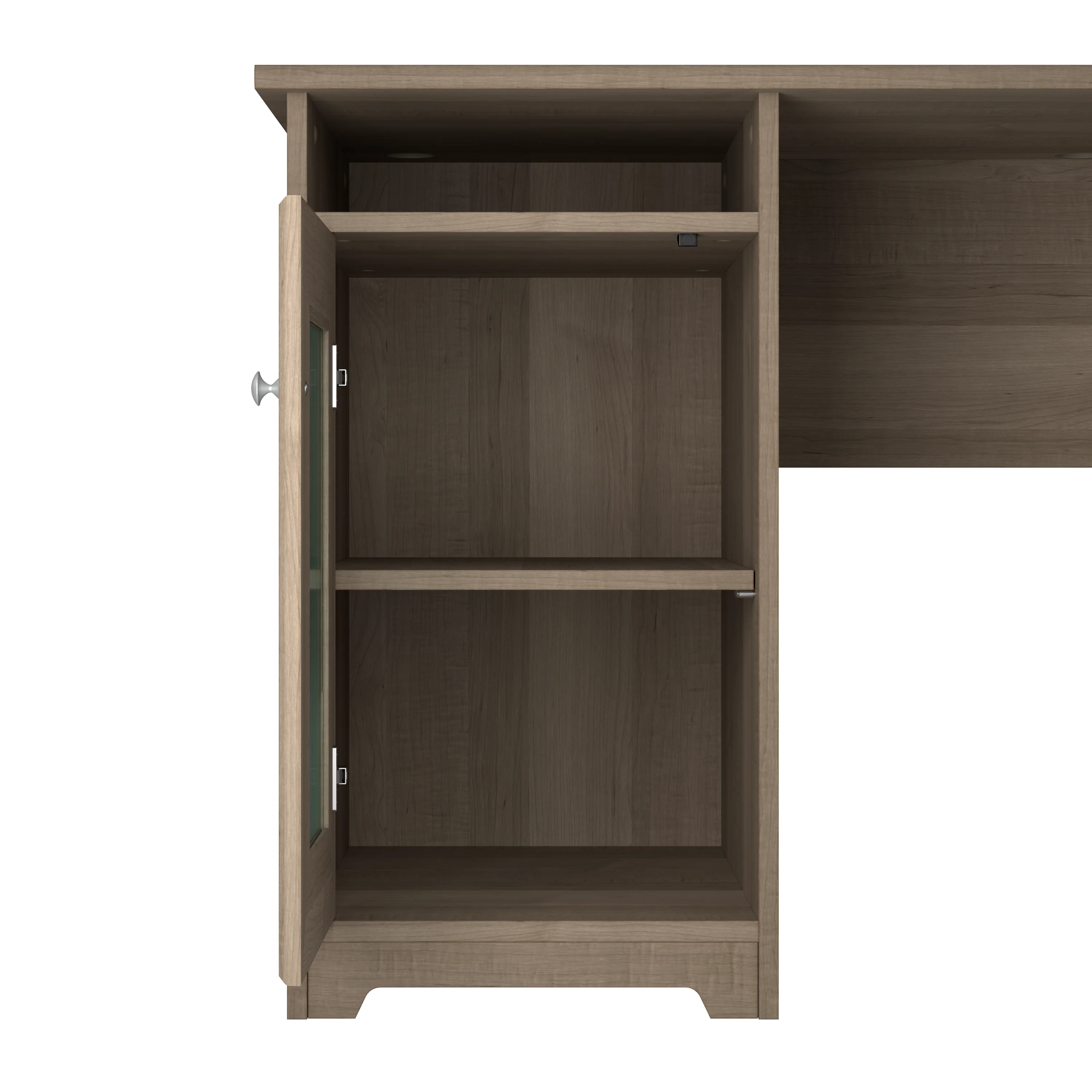 60W L Desk, Hutch, and 2 Door Tall Storage