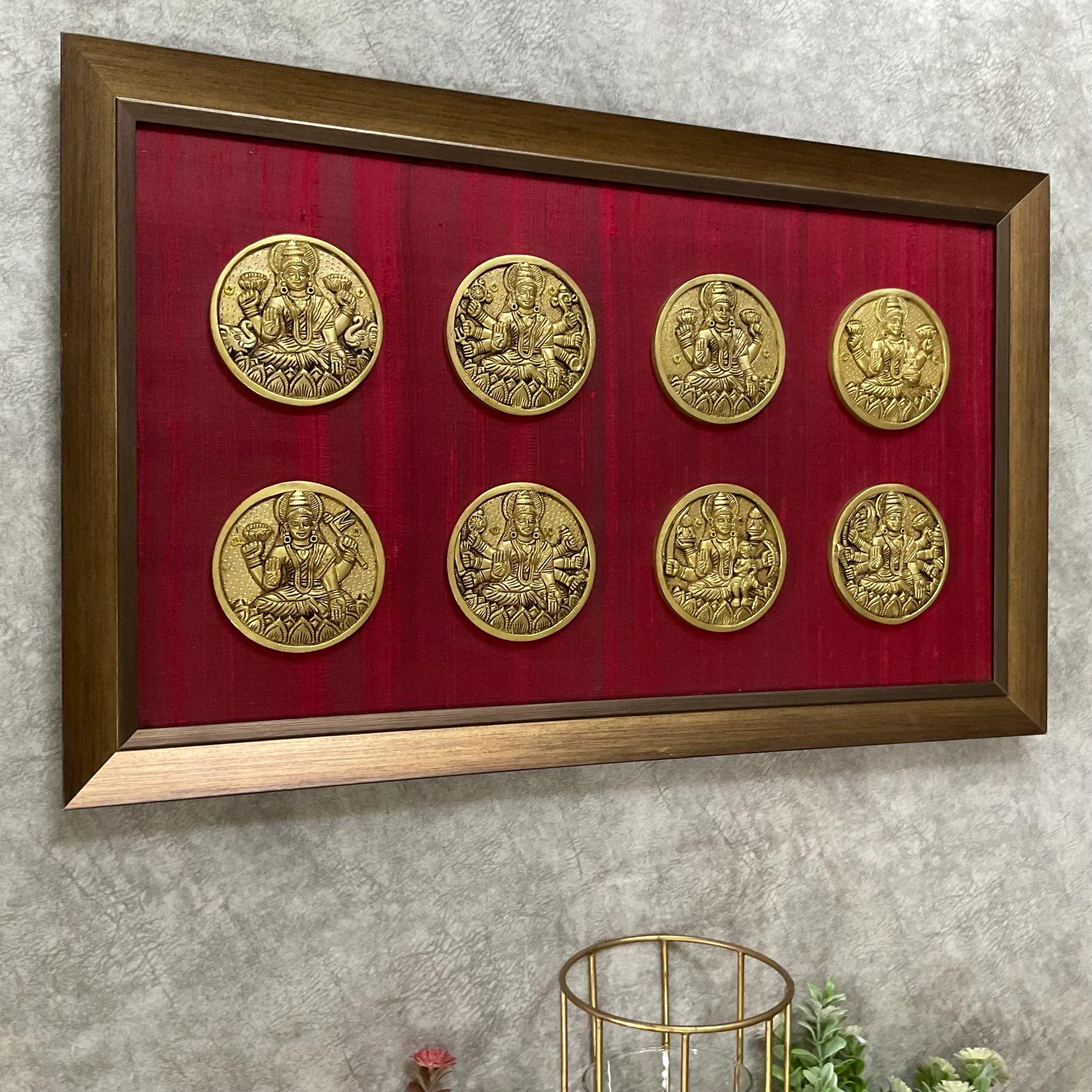 Ashtalakshmi Brass Divine Wall Hanging With Frame