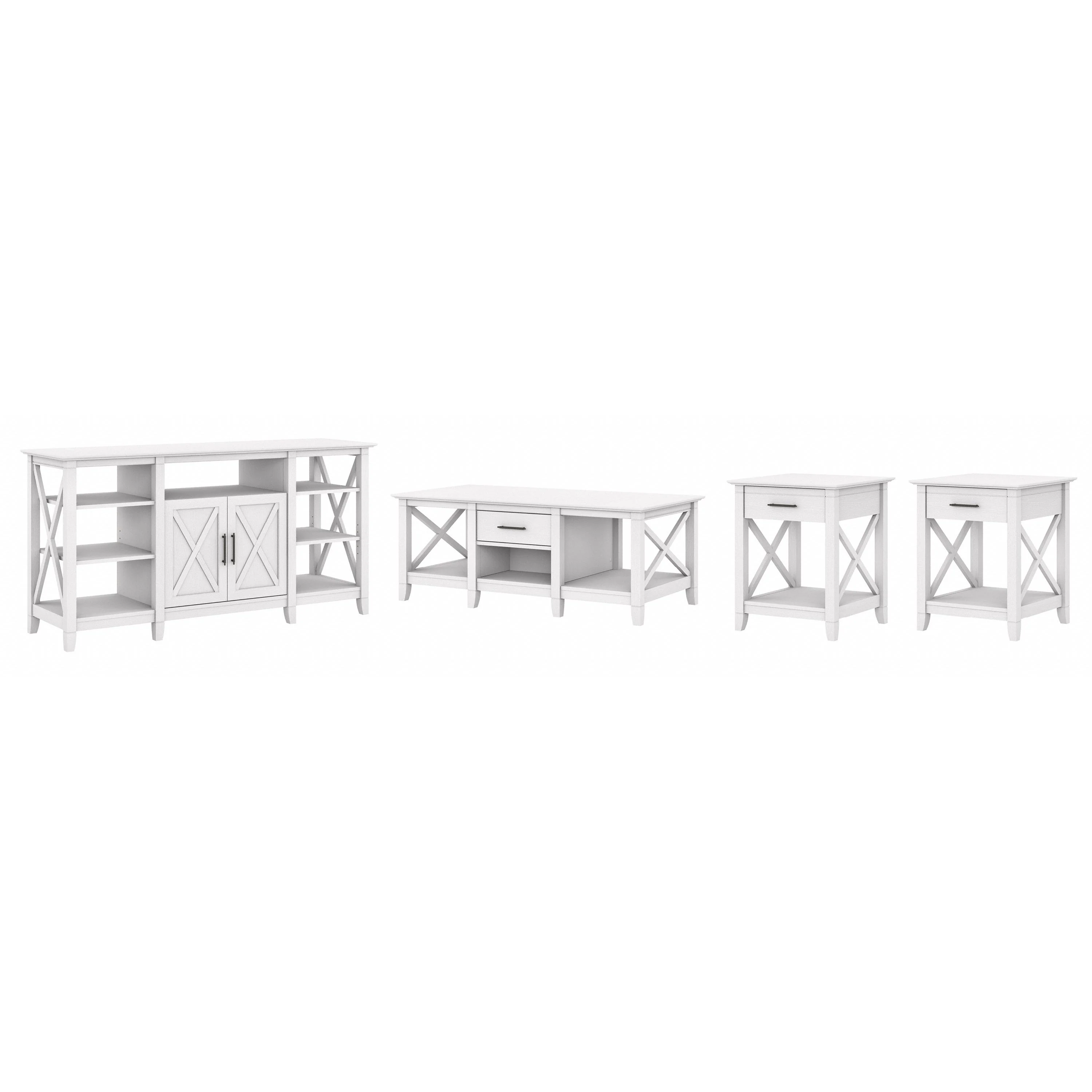 Key West Tall TV Stand with Coffee Table and Set of 2 End Tables