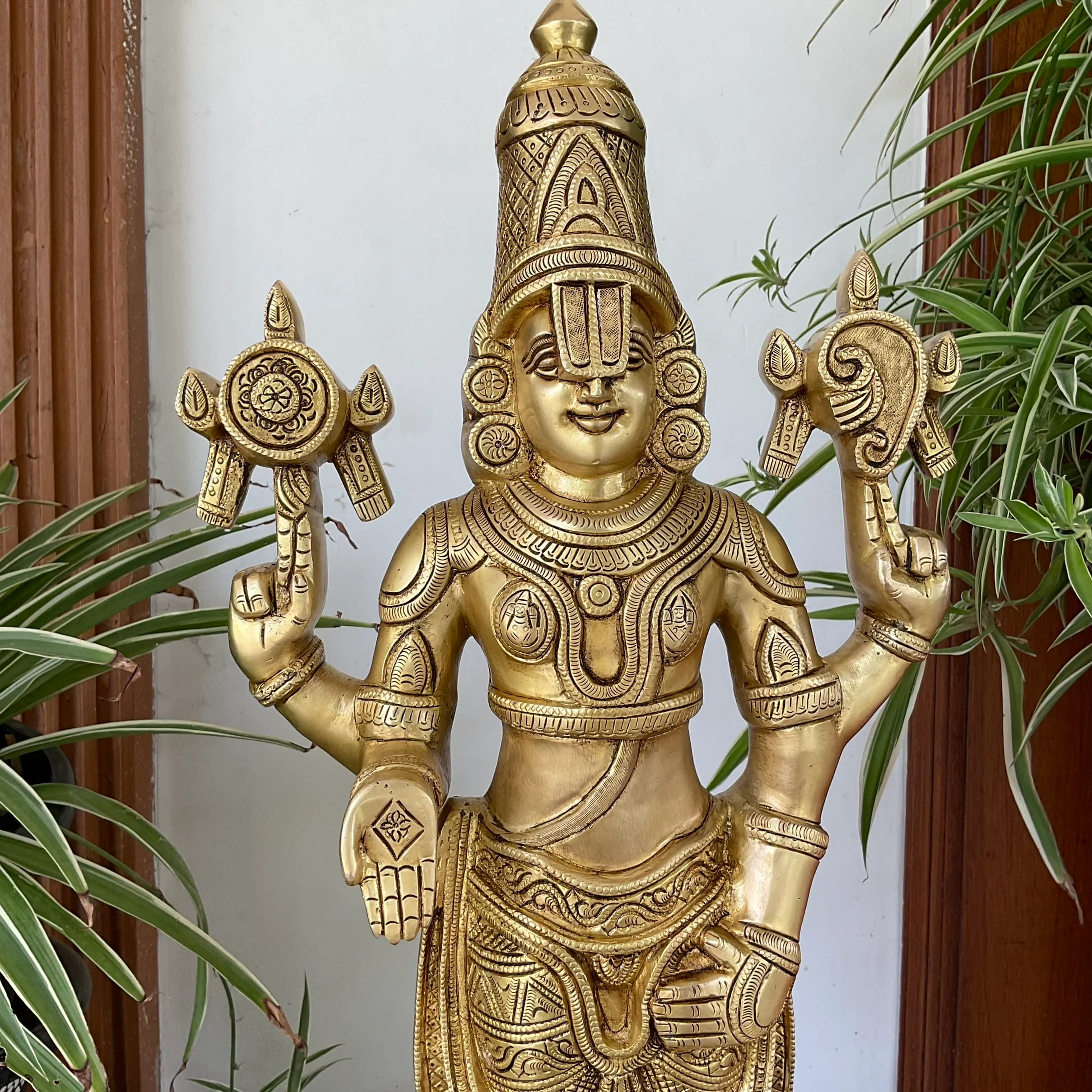 24 inches Lord Balaji Brass Idol -  Tirupati Statue - Decorative Murti Home Decor