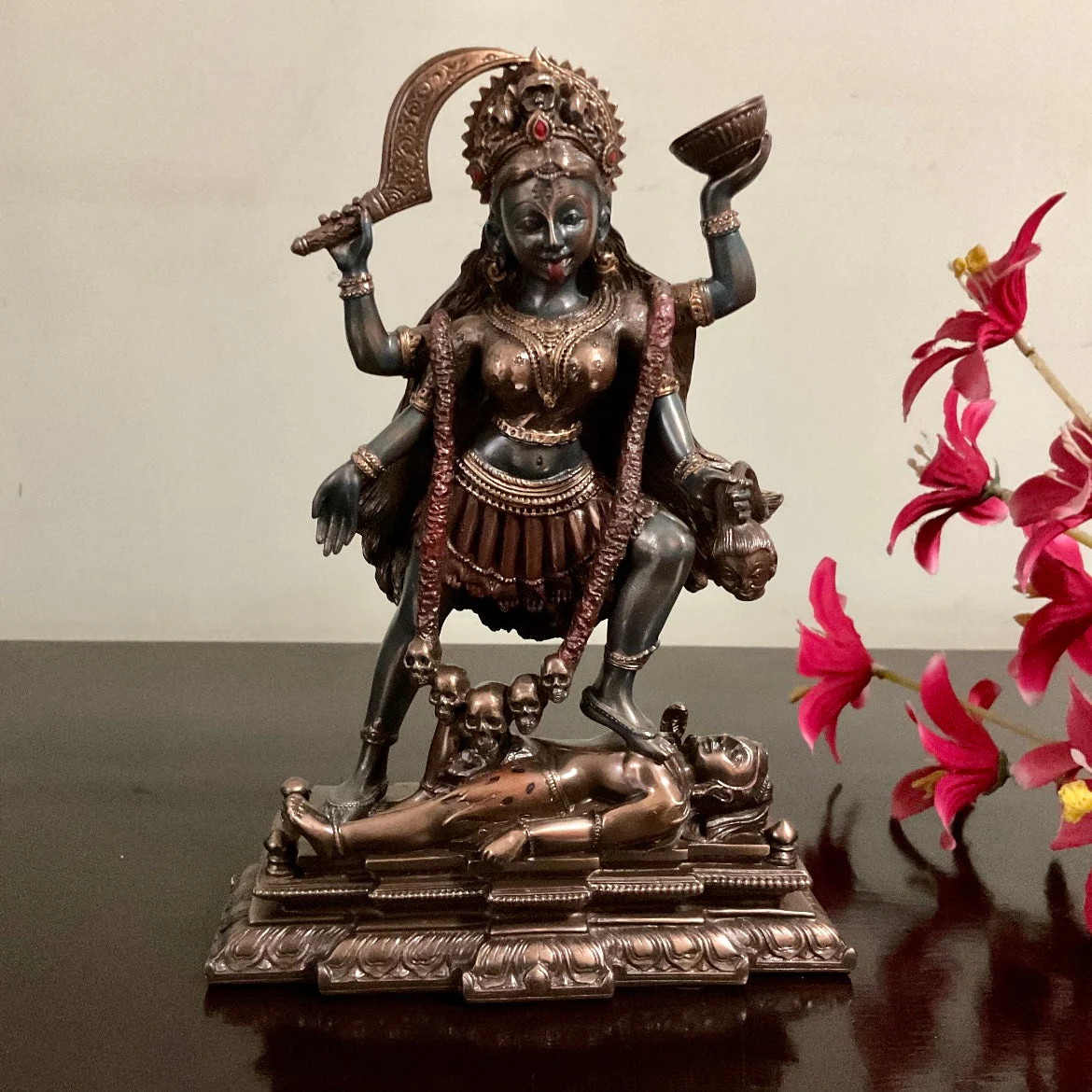 Goddess Kali Ma Bronze Finish - Bonded Bronze & Resin Idol -  Hindu God Statue - Decorative Murti