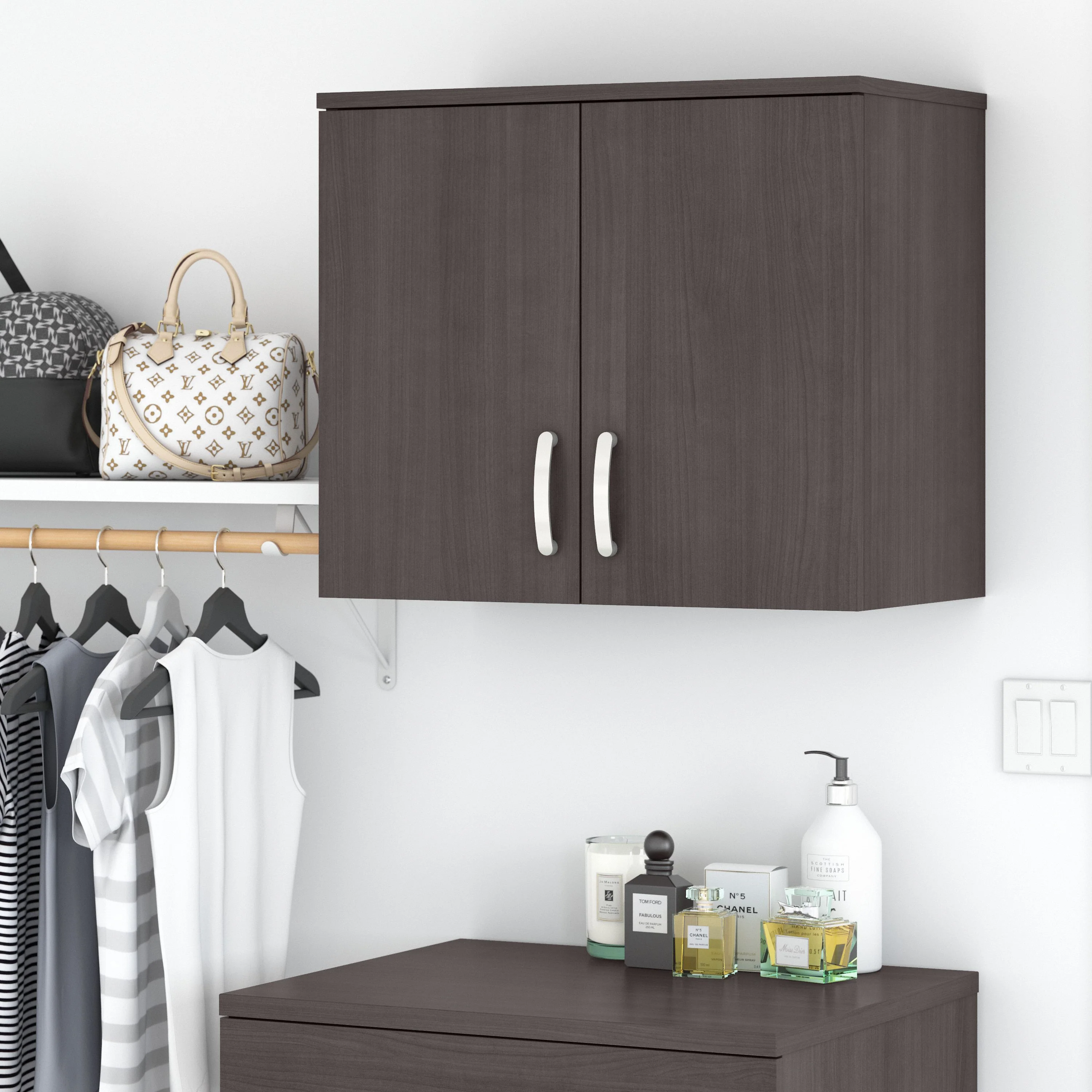 Universal Closet Wall Cabinet with Doors and Shelves
