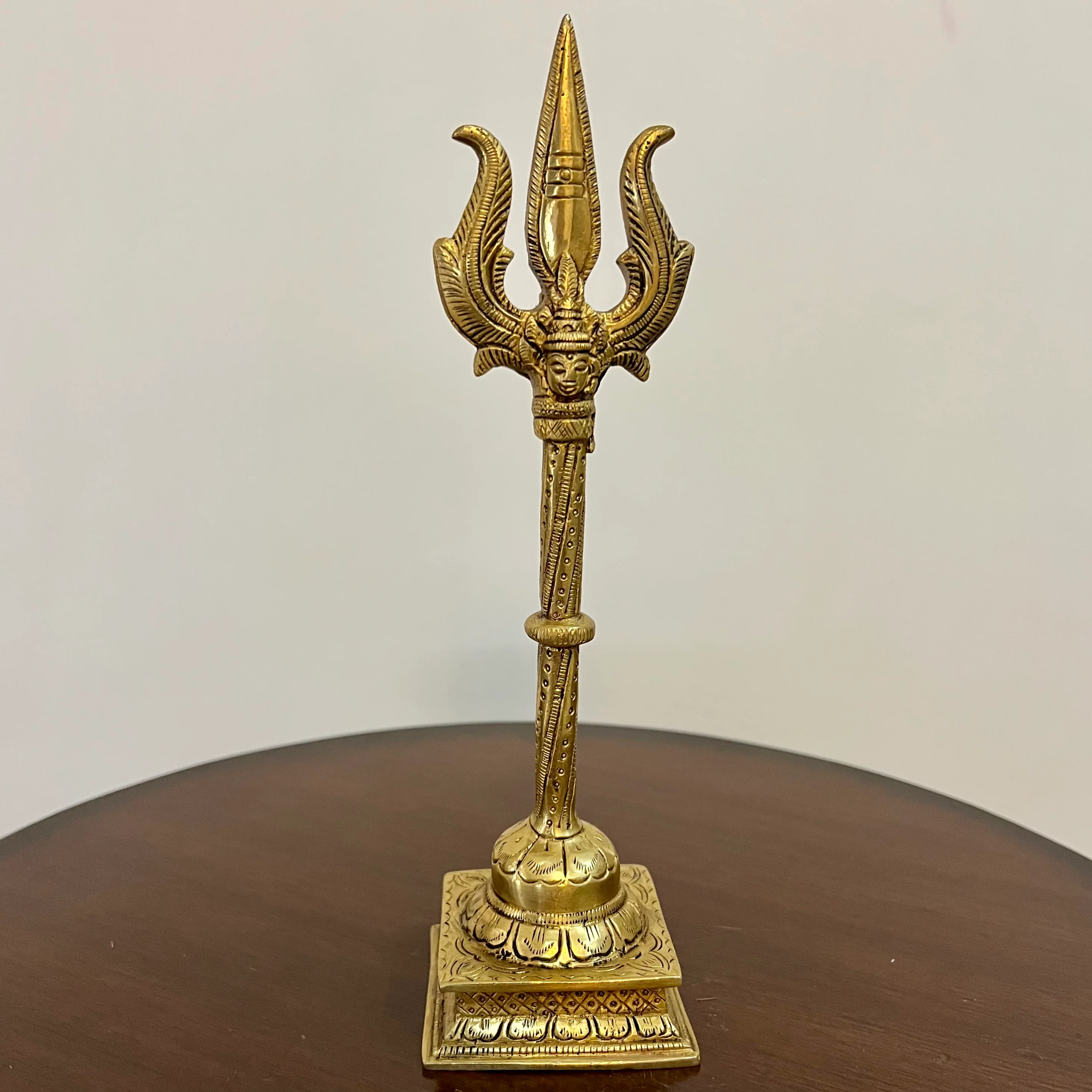 11 Inch Brass Trishul - Shiva Home Pooja Decor
