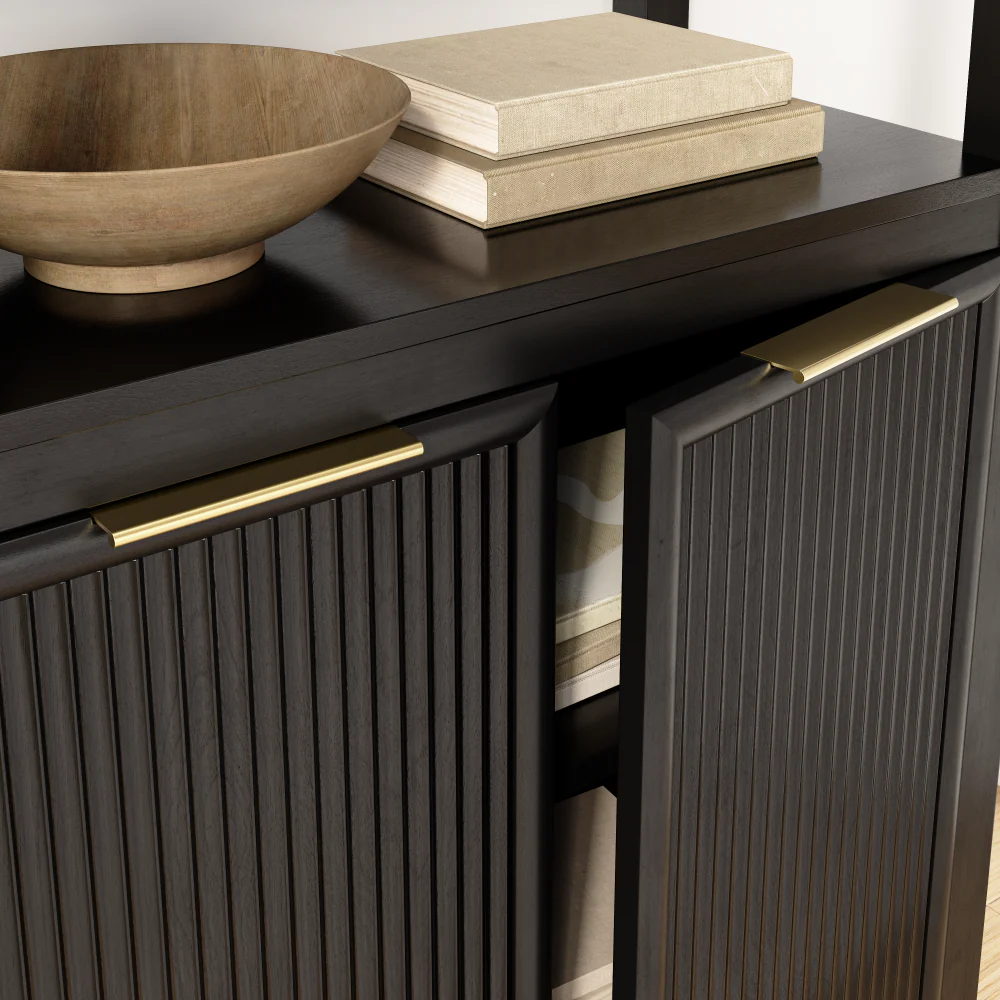 Bush Home Camille Fluted 5 Shelf Bookcase with Doors