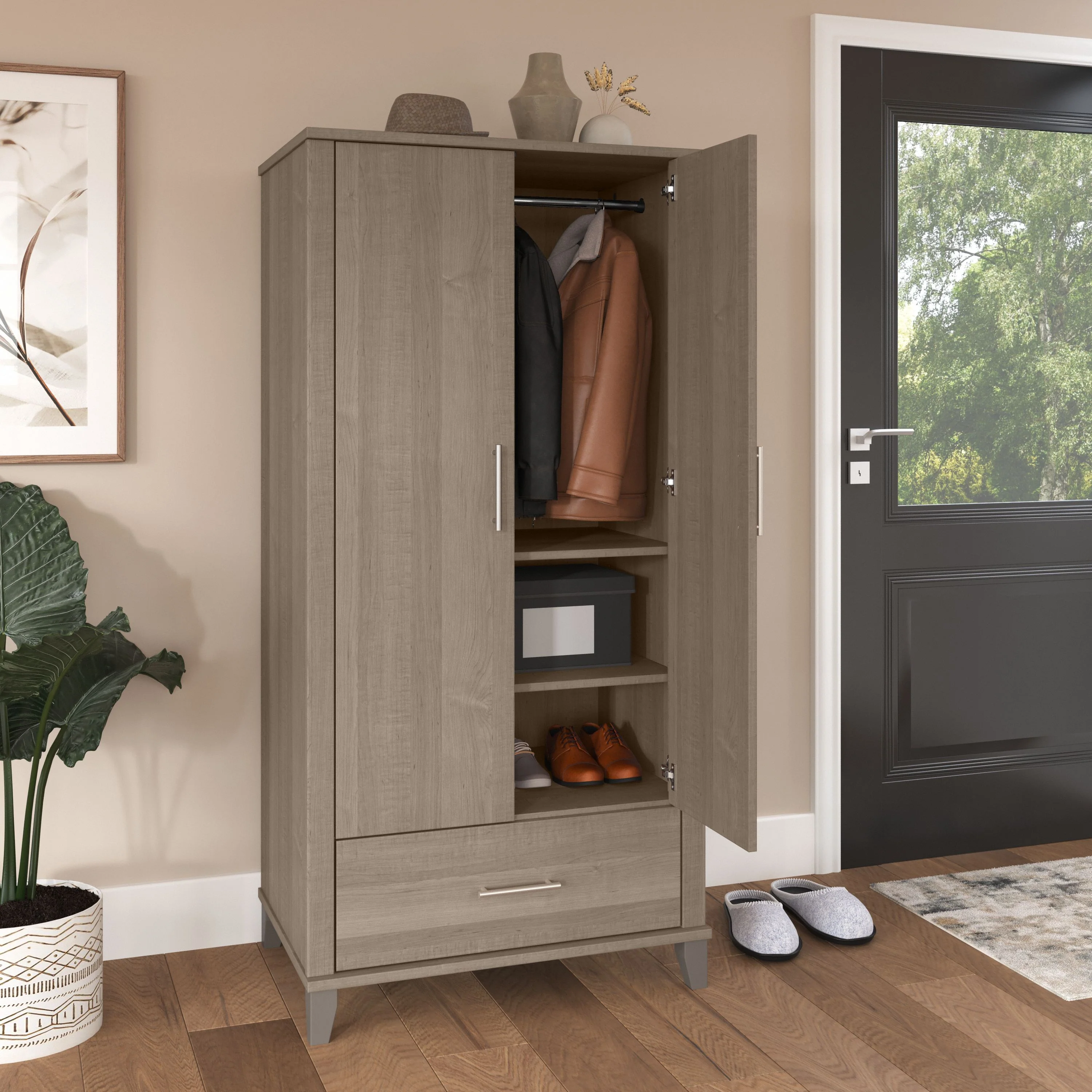 Somerset Tall Entryway Cabinet with Doors and Drawer
