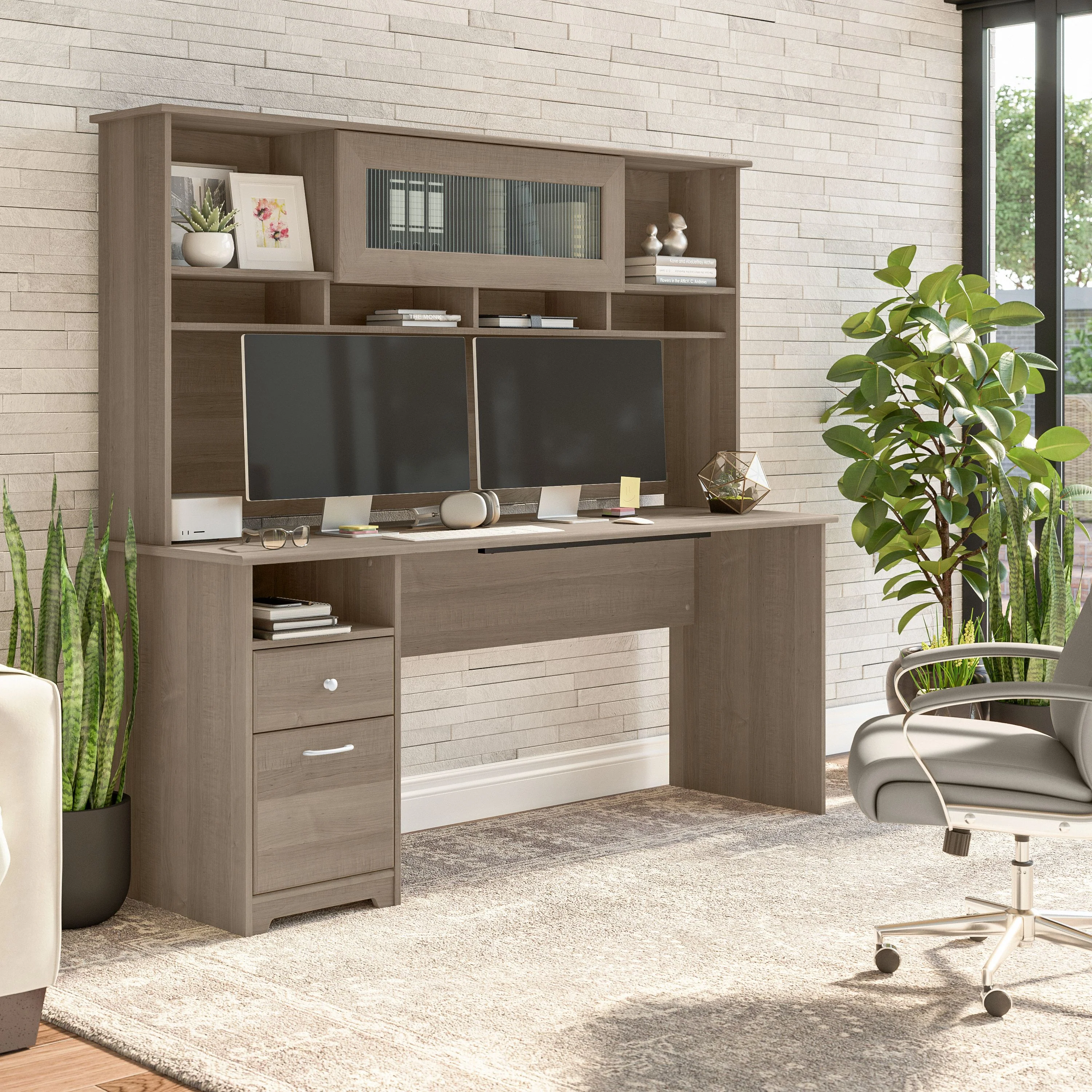 Cabot 72W Computer Desk with Hutch
