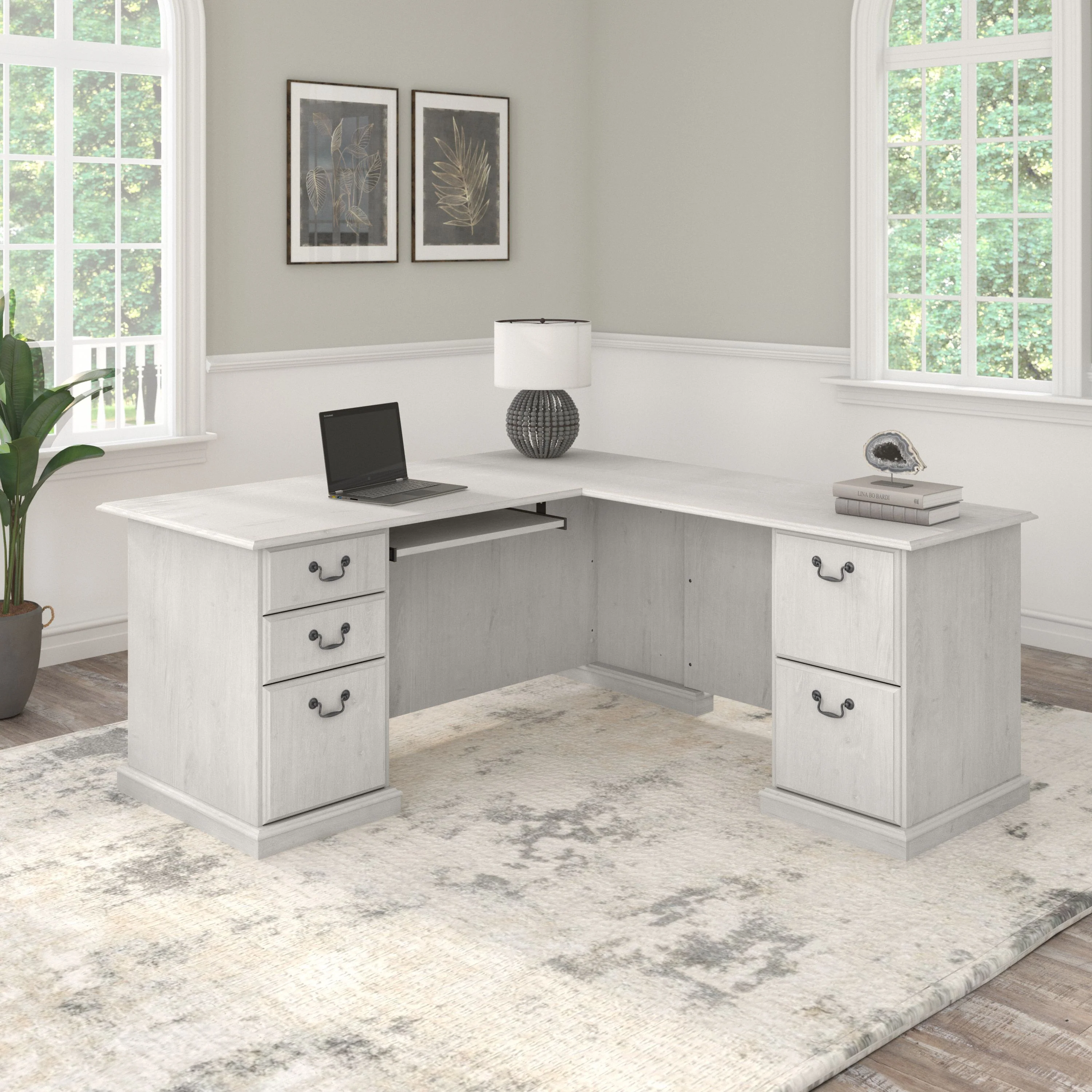 Saratoga L Shaped Computer Desk with Drawers