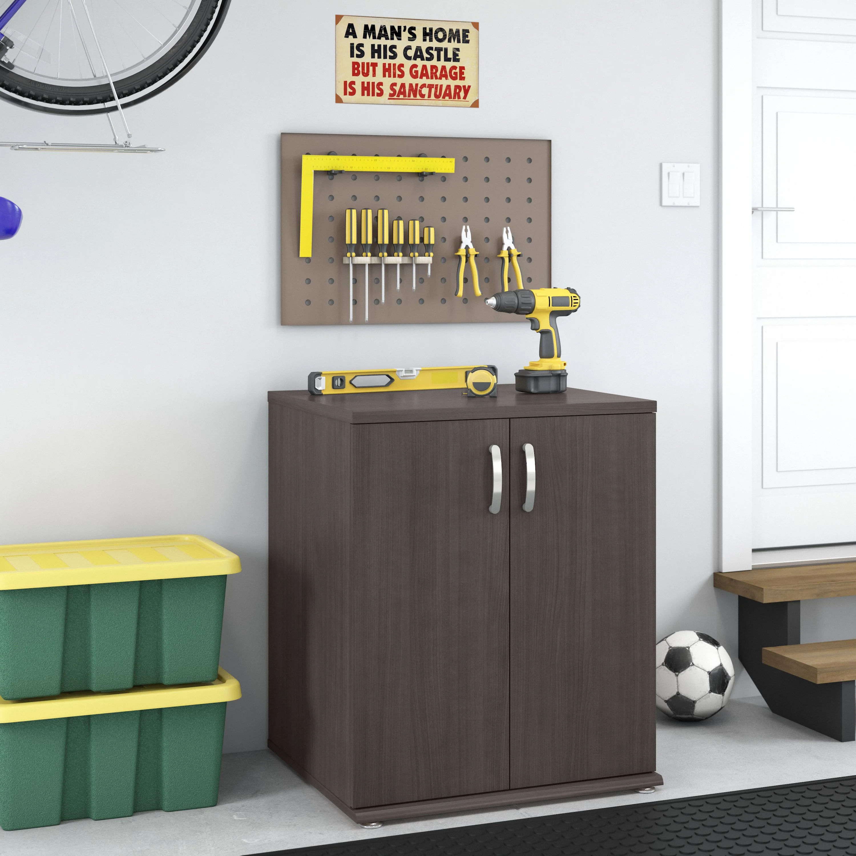 Universal Garage Storage Cabinet with Doors and Shelves