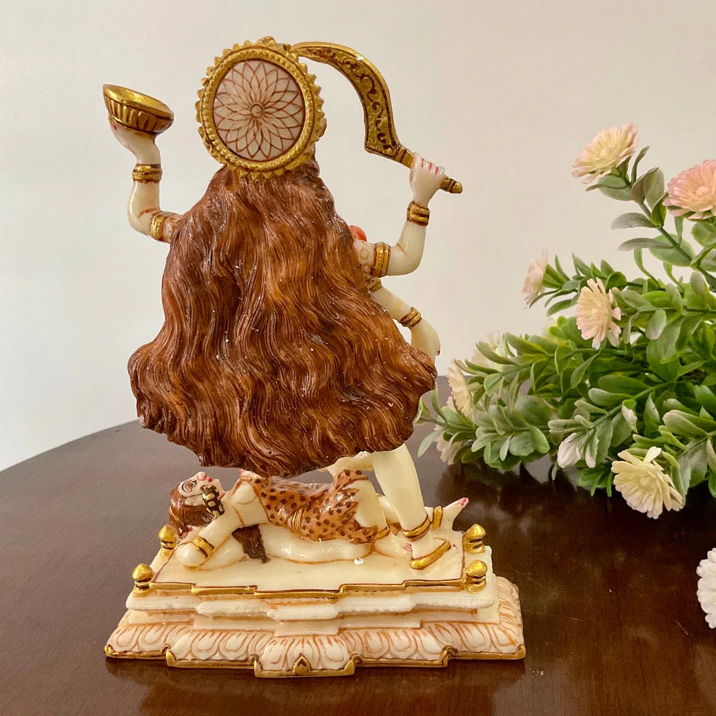 Goddess Kali Ma Marble Dust & Resin Idol -  Hindu God Statue - Decorative Murti