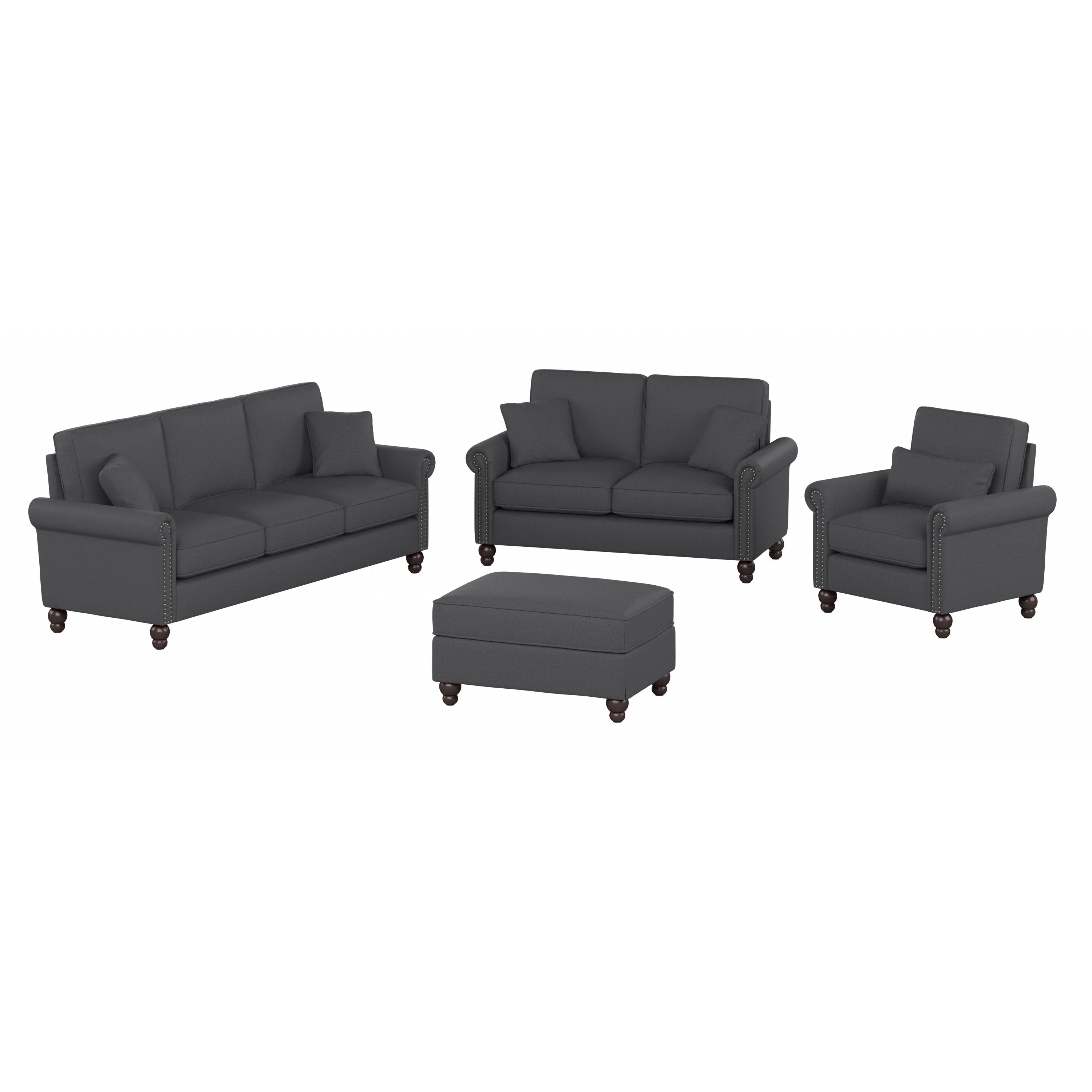 Coventry 85W Sofa with Loveseat, Accent Chair, and Ottoman