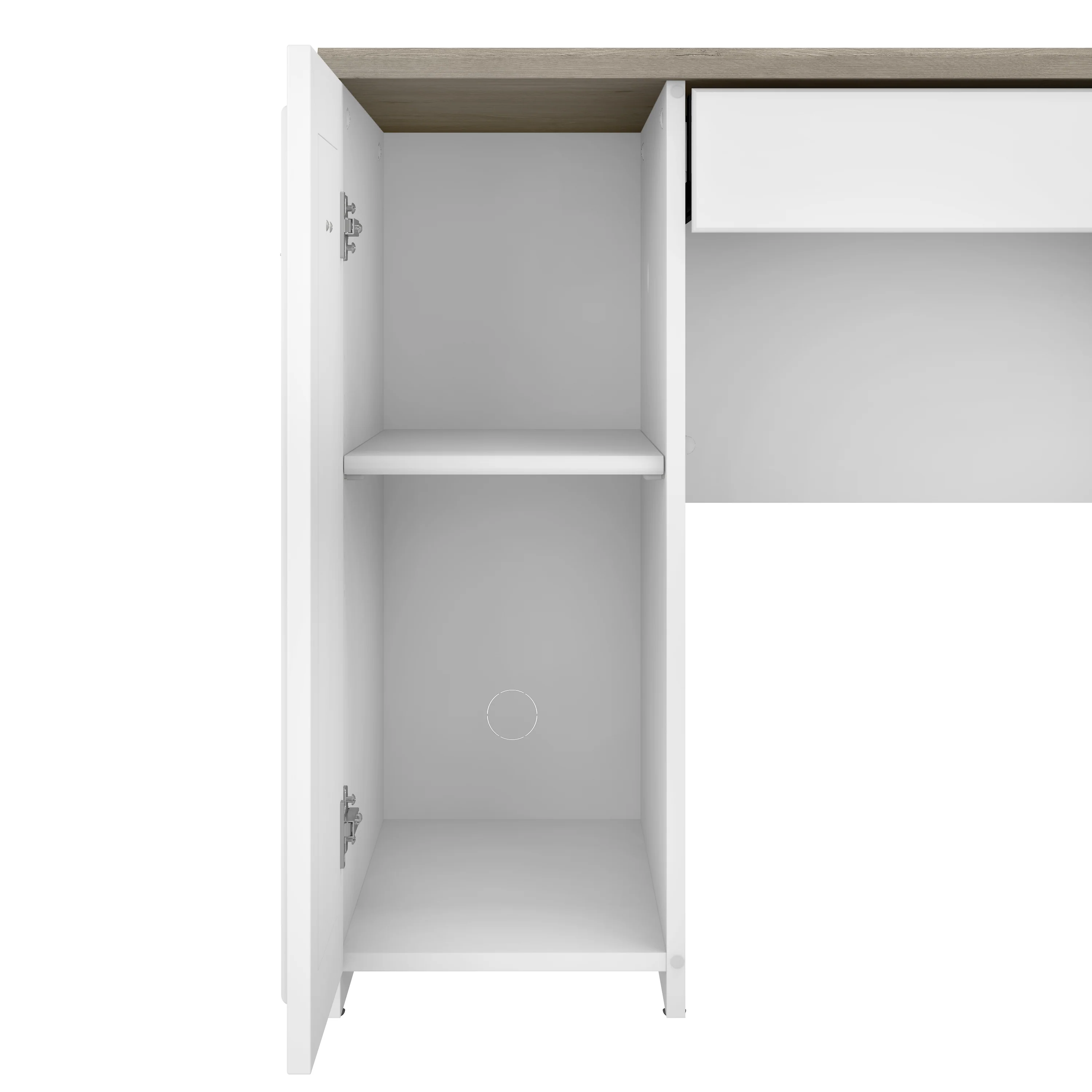 60W L Shaped Desk with 5 Shelf Bookcase