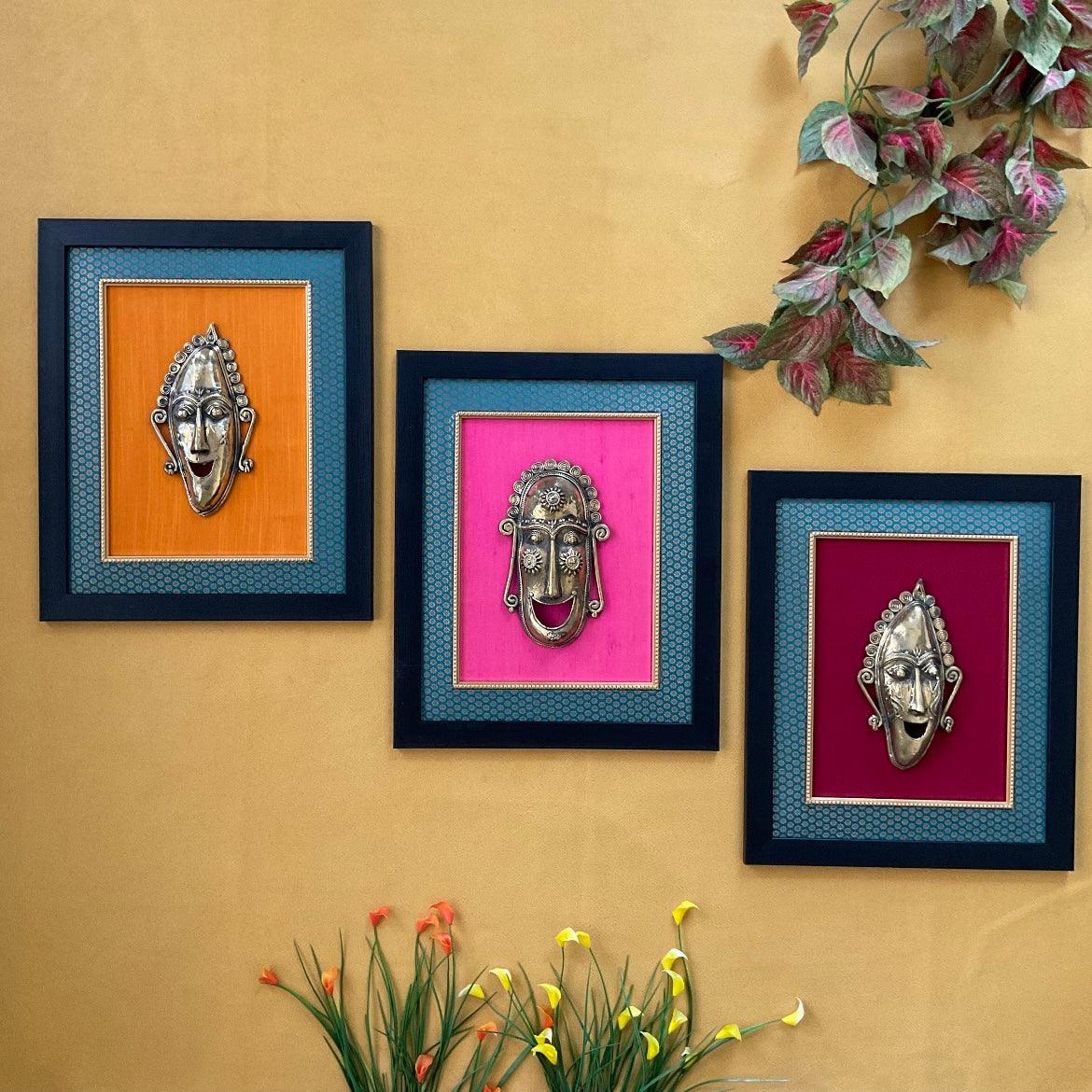 Smiling Face Dhokra Mask - Wall Hanging - Wall Decor - Home Decor