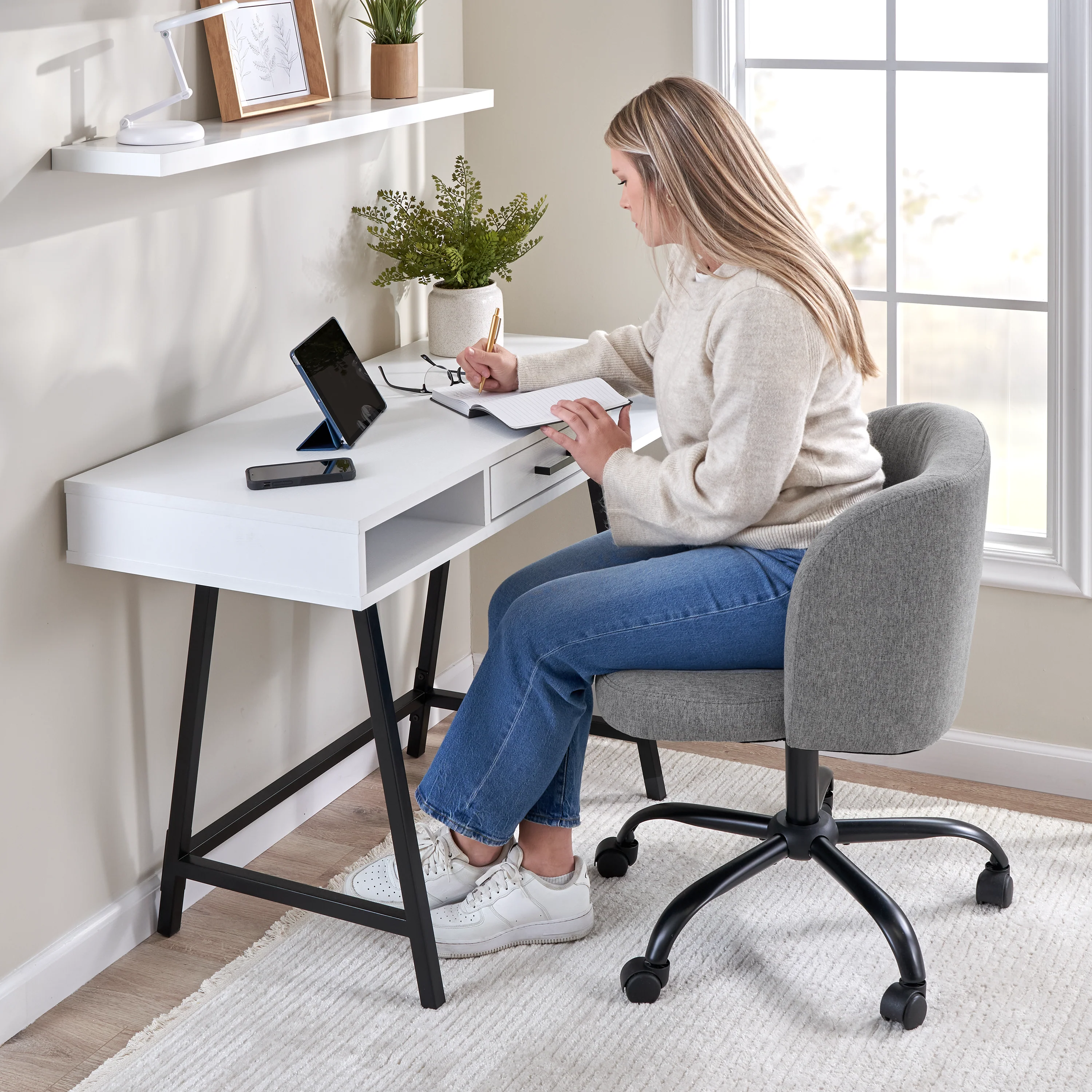 Steele 40W Small Writing Desk and Chair Set for Home Office