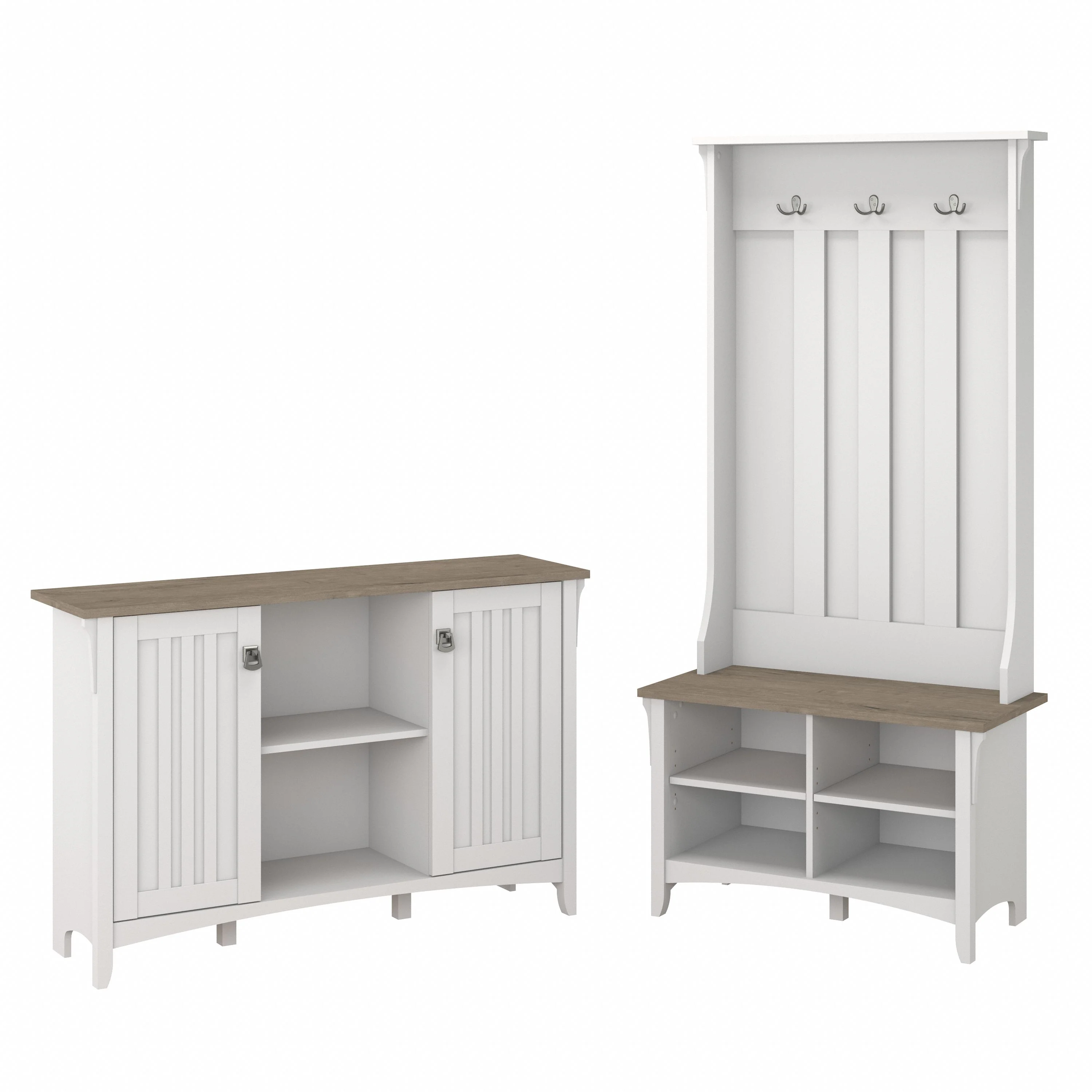 Salinas Entryway Storage Set with Hall Tree, Shoe Bench and Accent Cabinet