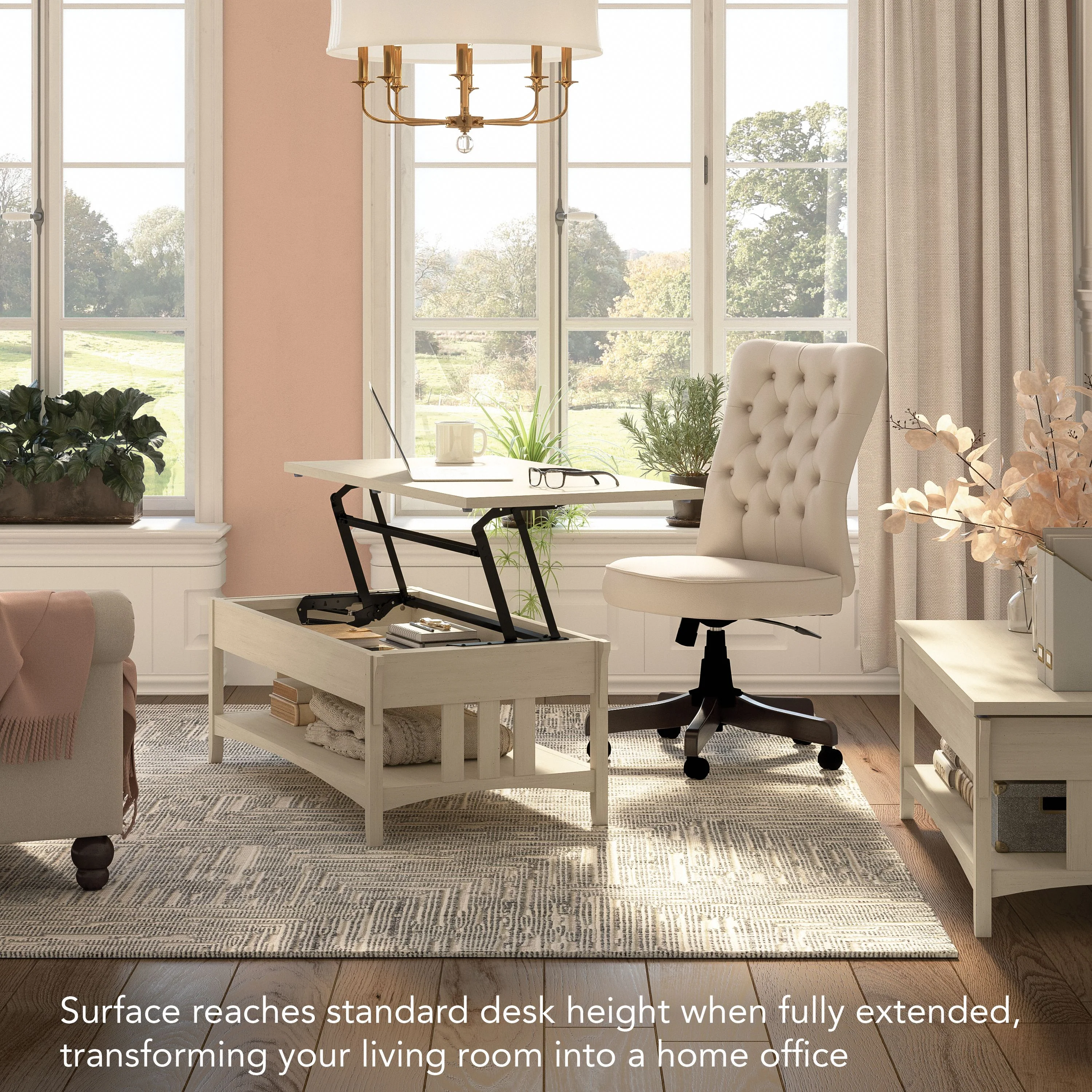 Salinas Lift Top Coffee Table Desk with Storage