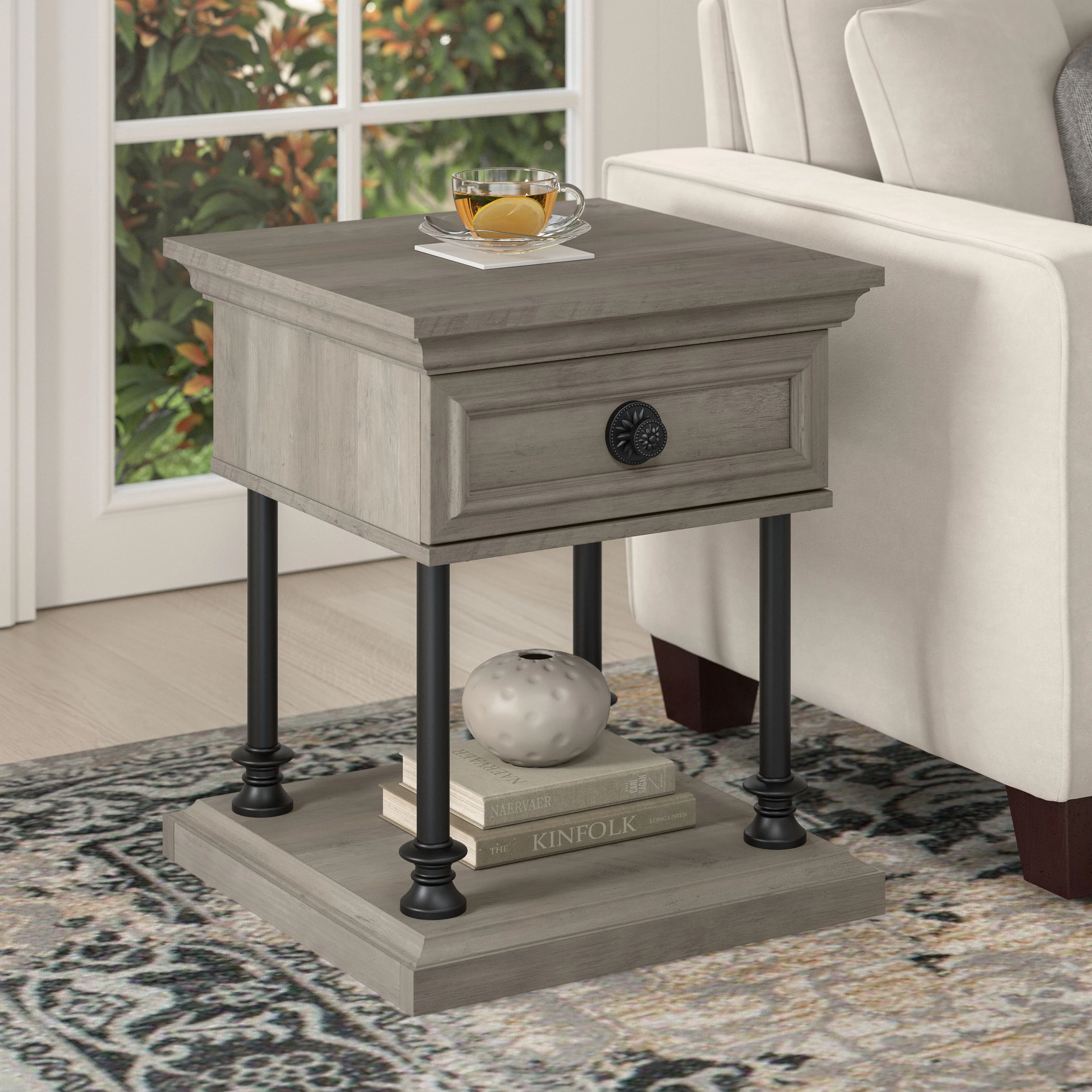 Coliseum Designer End Table with Storage