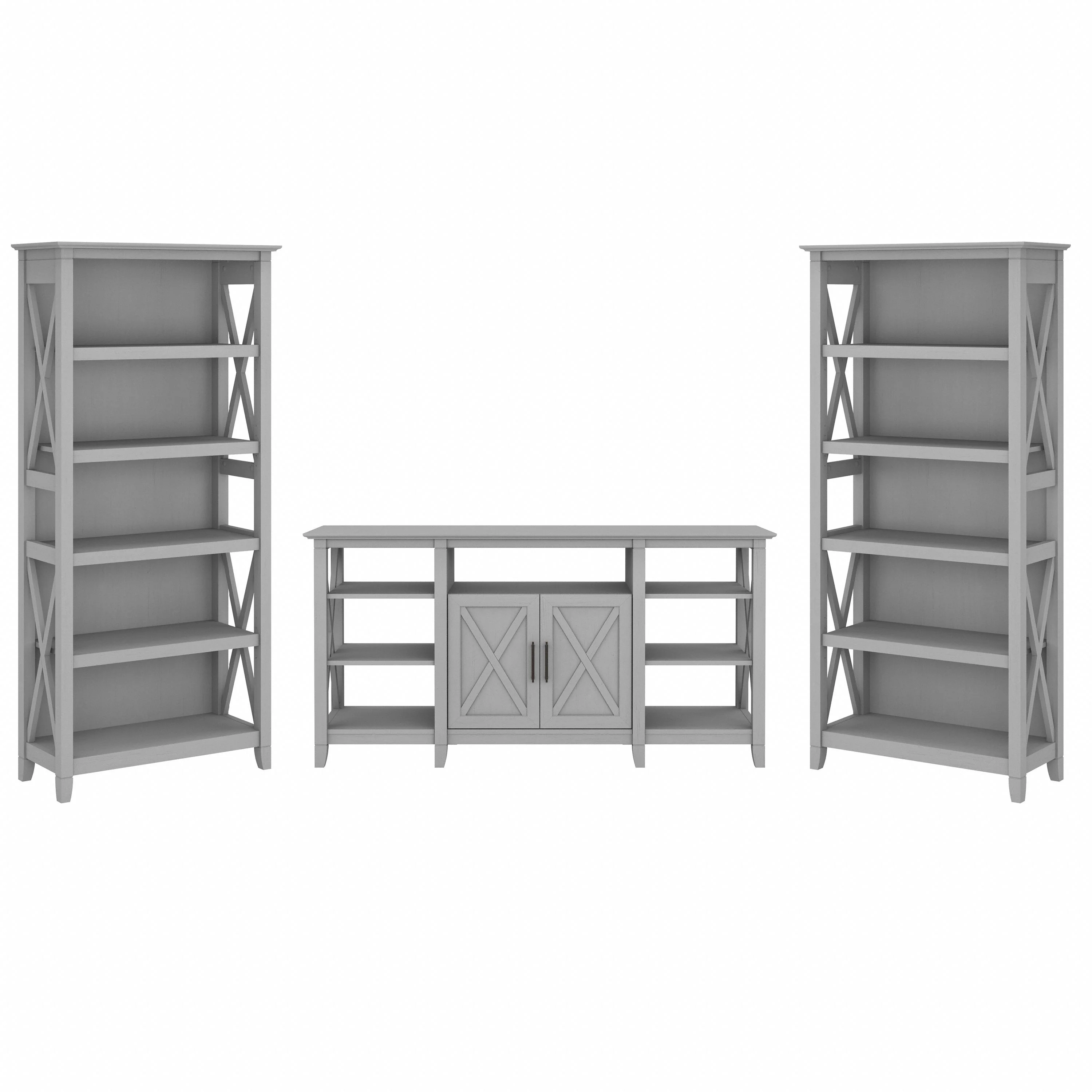 Key West Tall TV Stand with Set of 2 Bookcases