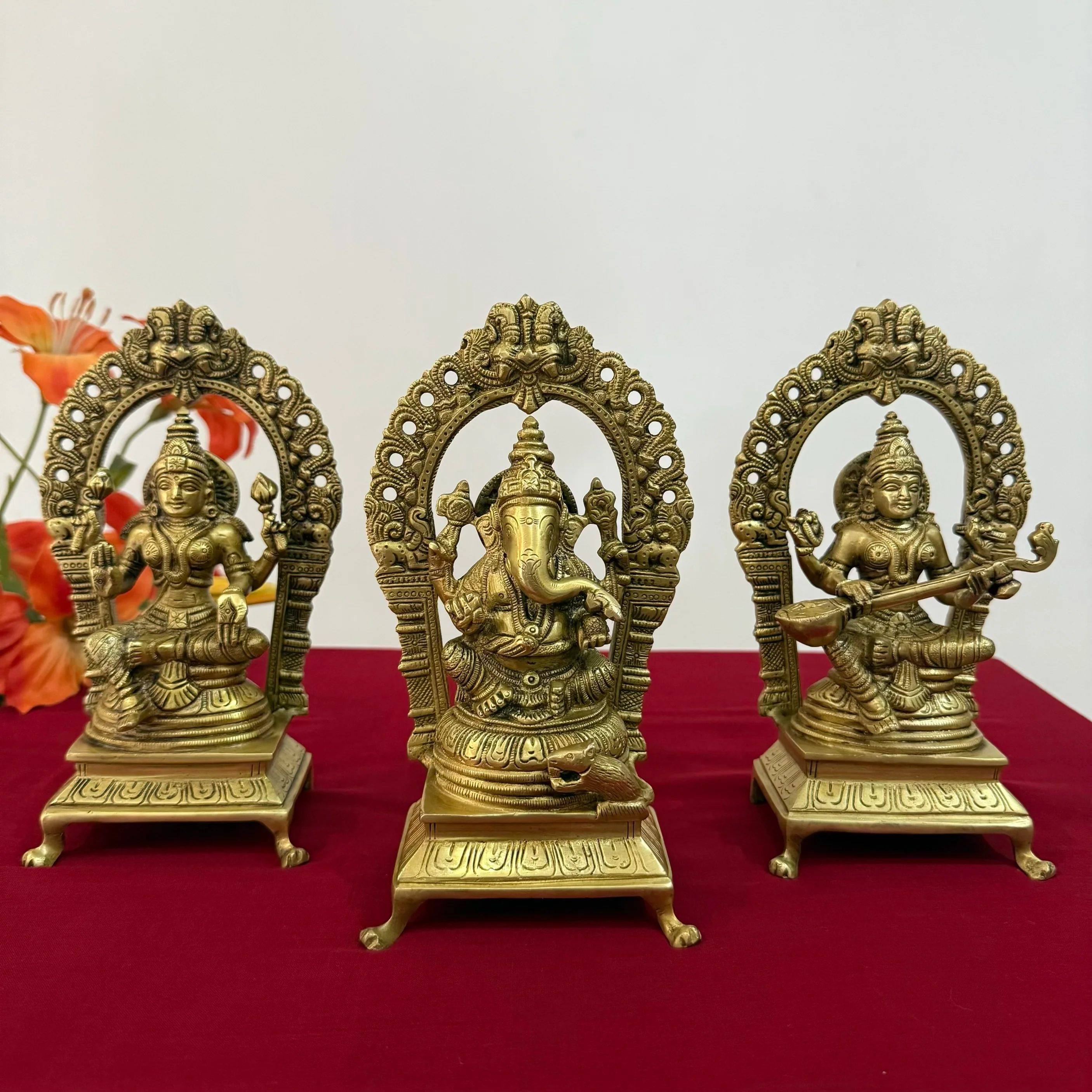 Lakshmi Ganesh Saraswati Brass Idol  - Decorative Home Decor