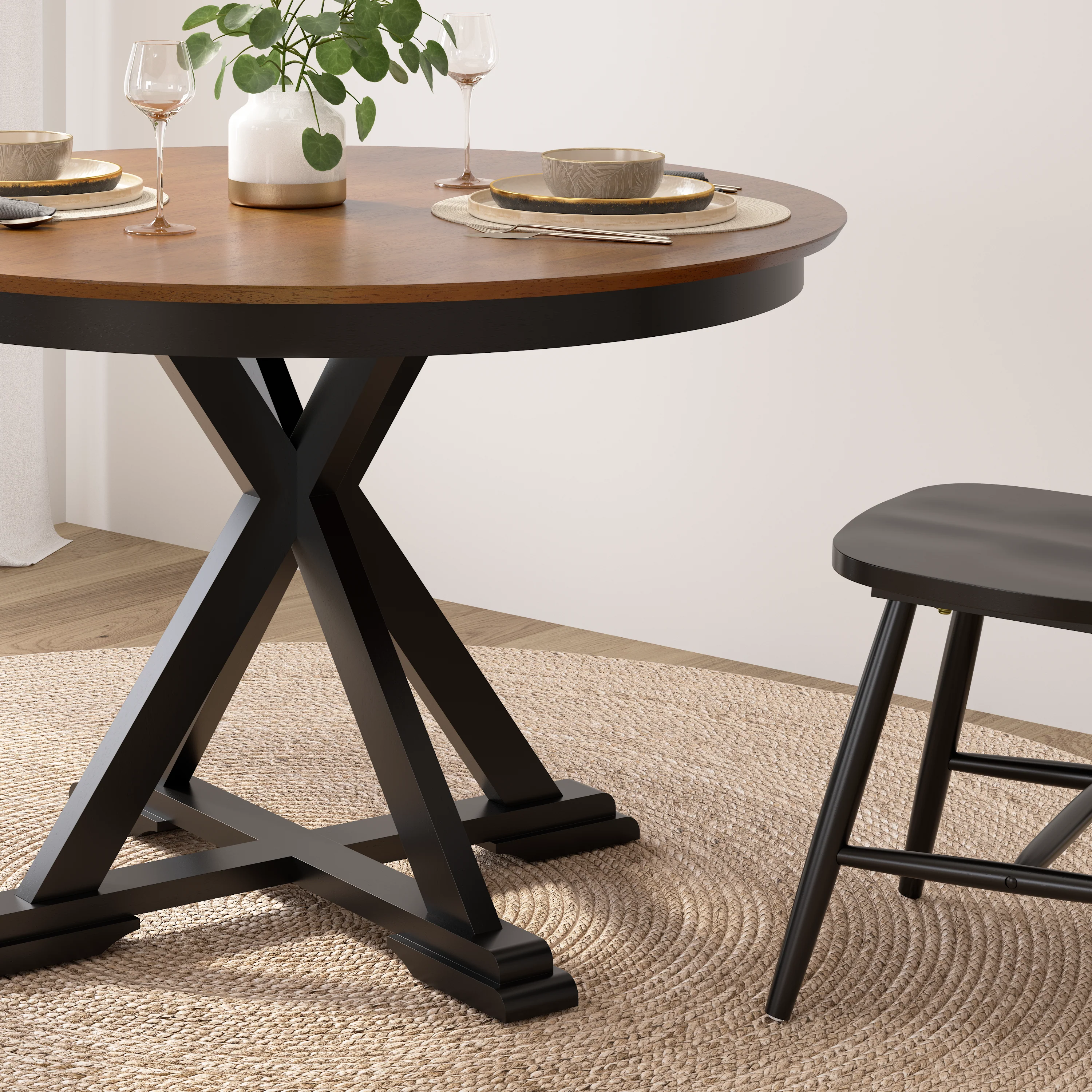 West End 45W Round Trestle Dining Table