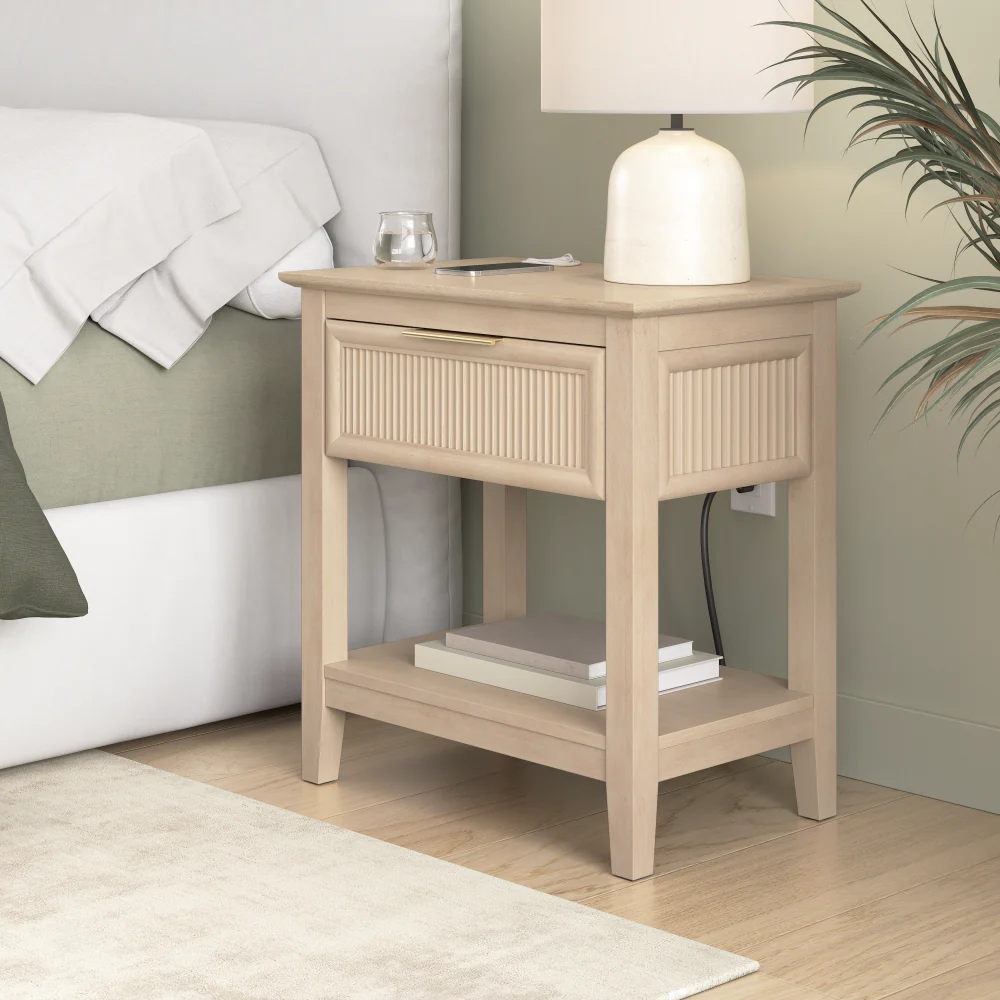 Bush Home Camille Fluted Nightstand with Drawer