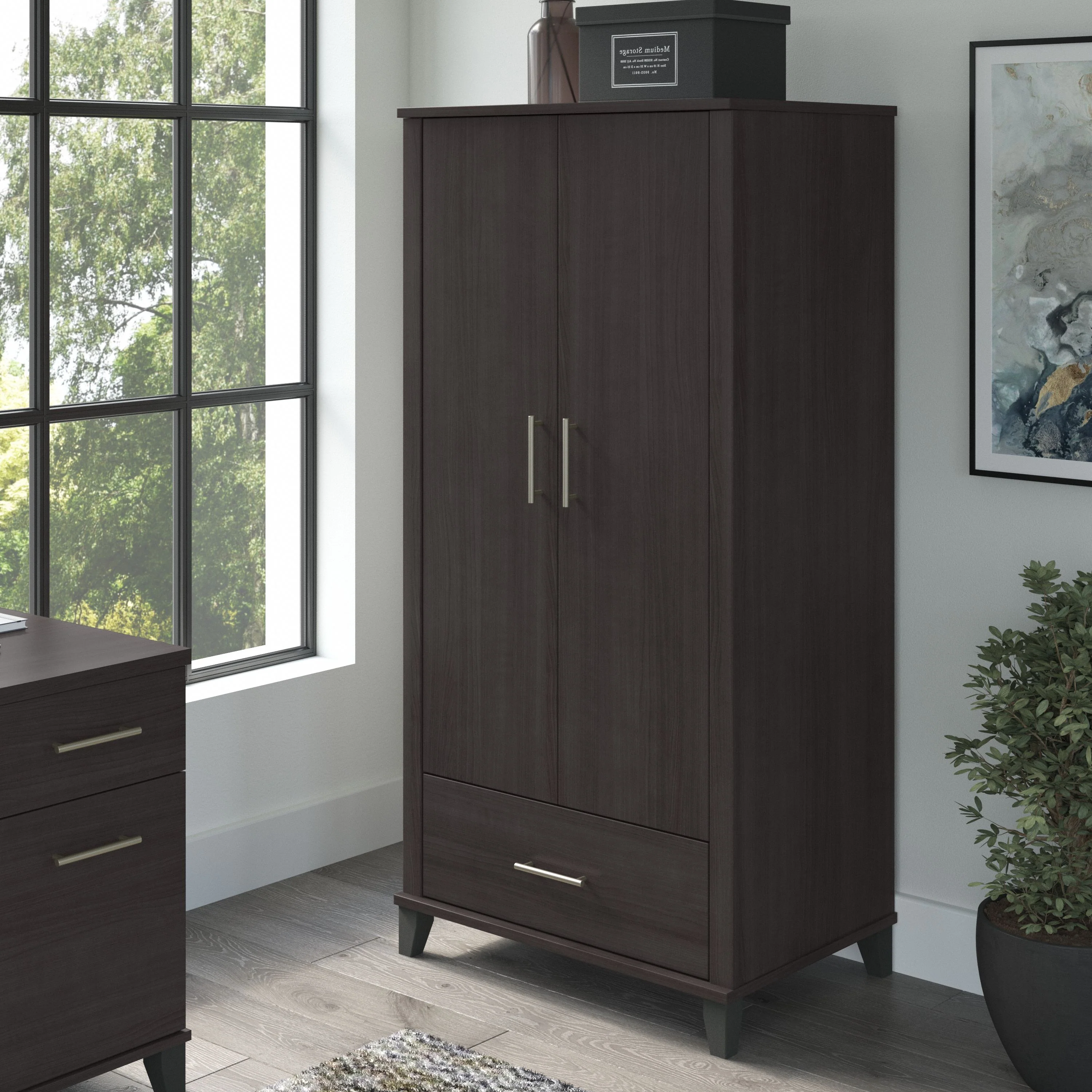 Somerset Tall Storage Cabinet with Doors and Drawer