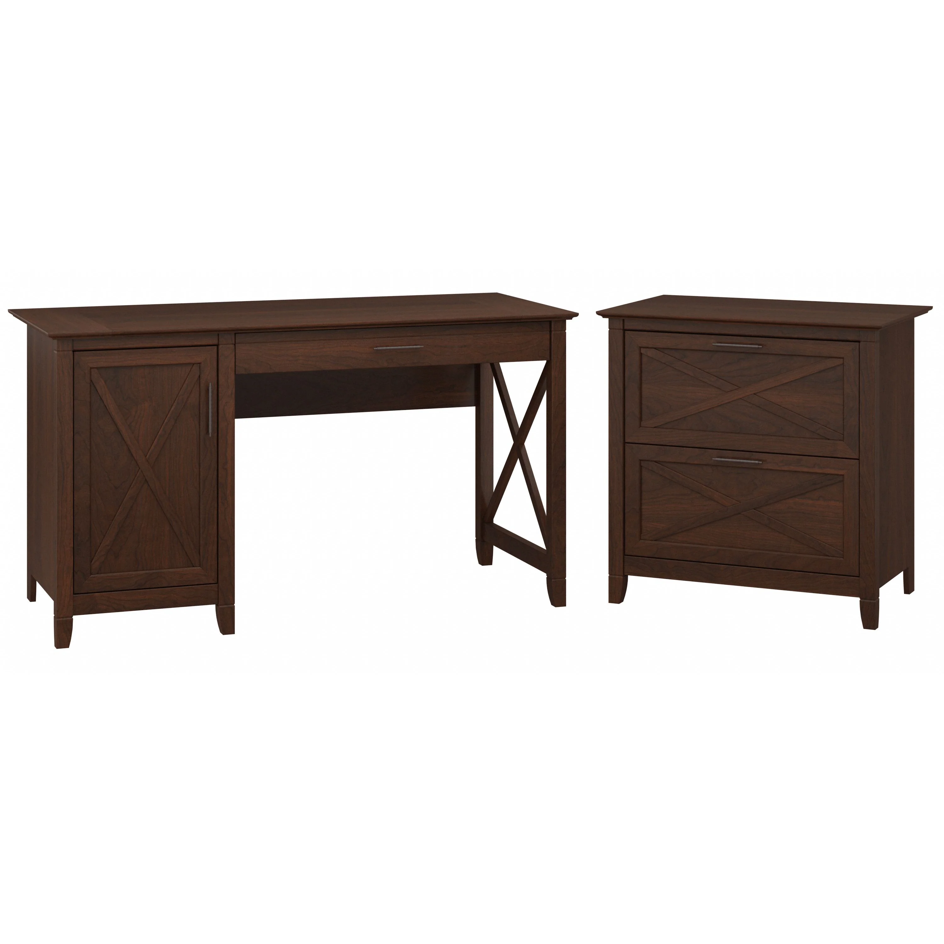 Key West 54W Computer Desk with Storage and 2 Drawer Lateral File Cabinet
