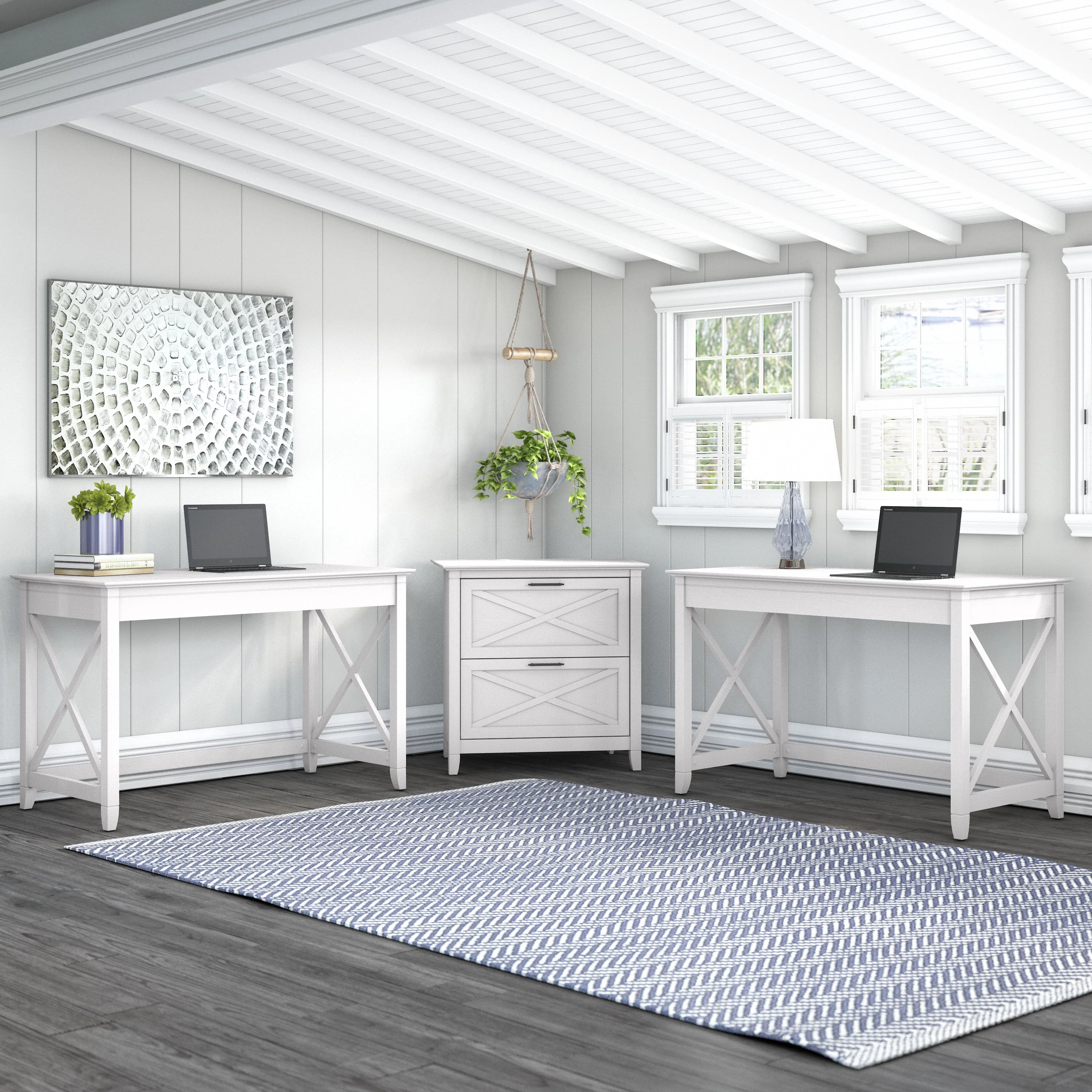 2 Person Desk Set with Lateral File Cabinet