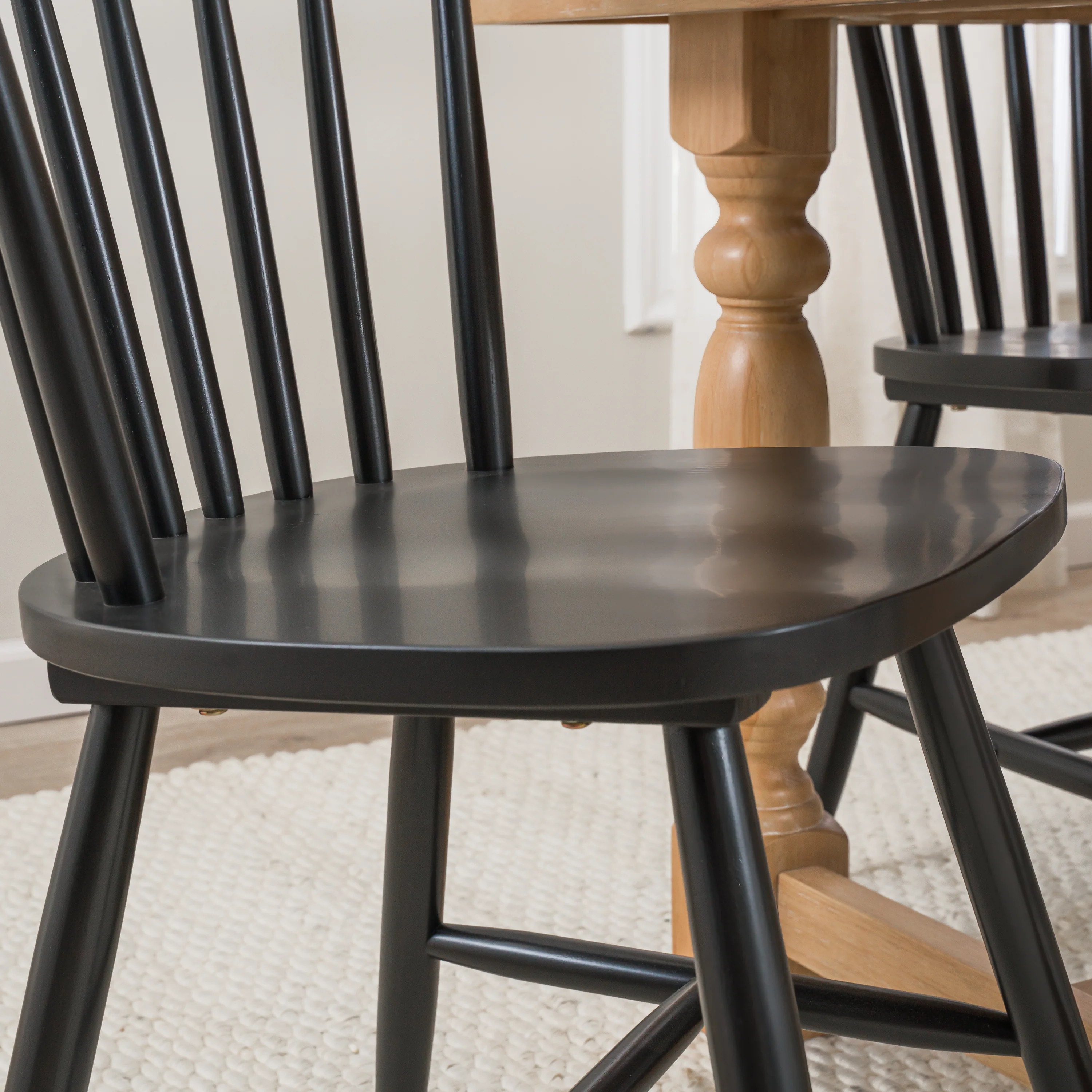 Sterling 67W Squire Trestle Dining Table with 6 High Back Spindle Dining Chairs